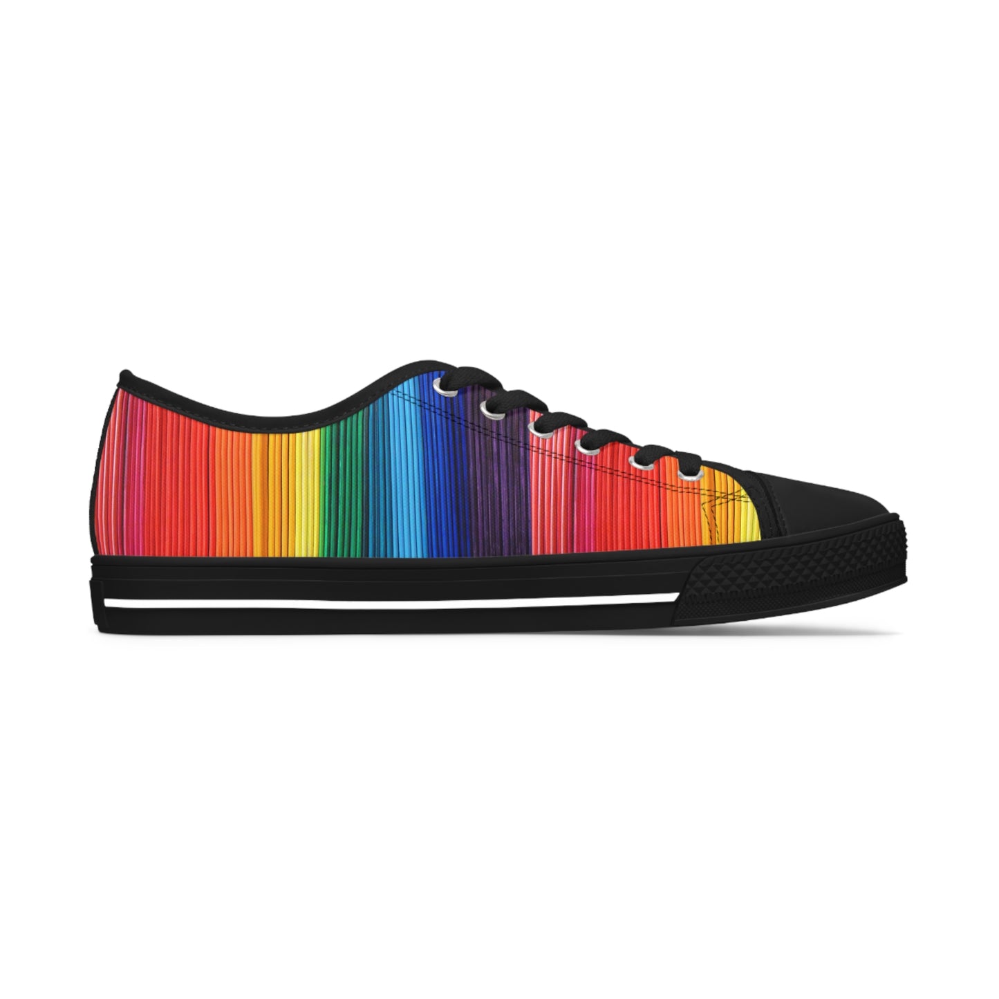 Women's Low Top Sneakers, Black Sole - No. 305 - Rainbow, Pride - By Irish Artist Fiona de Lacy