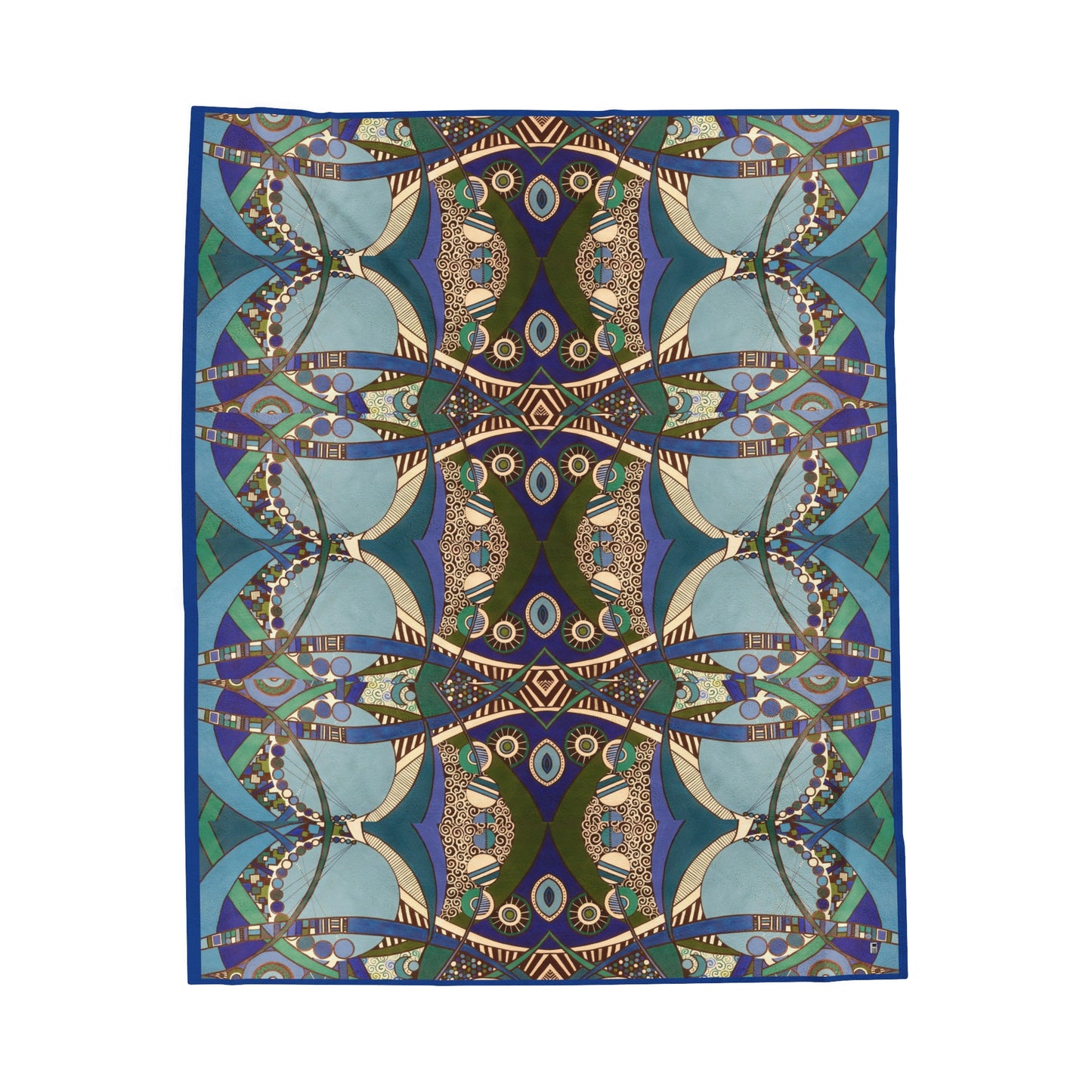 Velveteen Plush Blanket - No. 219 A 'Crossroads' - Navy Trim
