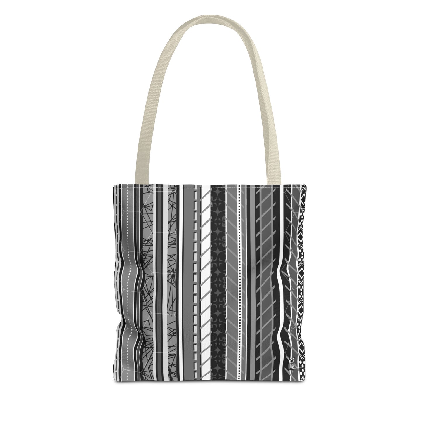 Tote Bag - No. 298 A - Black, White, Grey Stripes