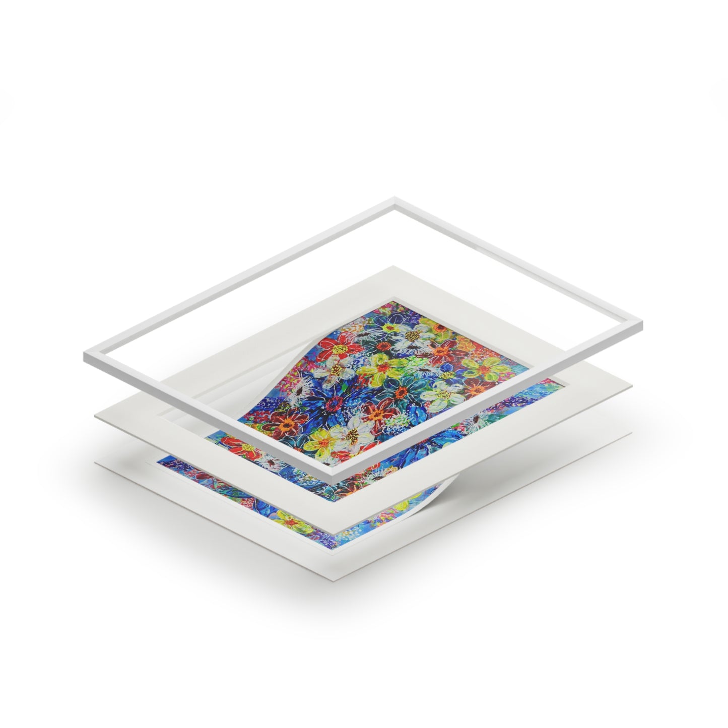 Fine Art Print (Cardboard Frame) - No. 242 - Large Blue Flowers