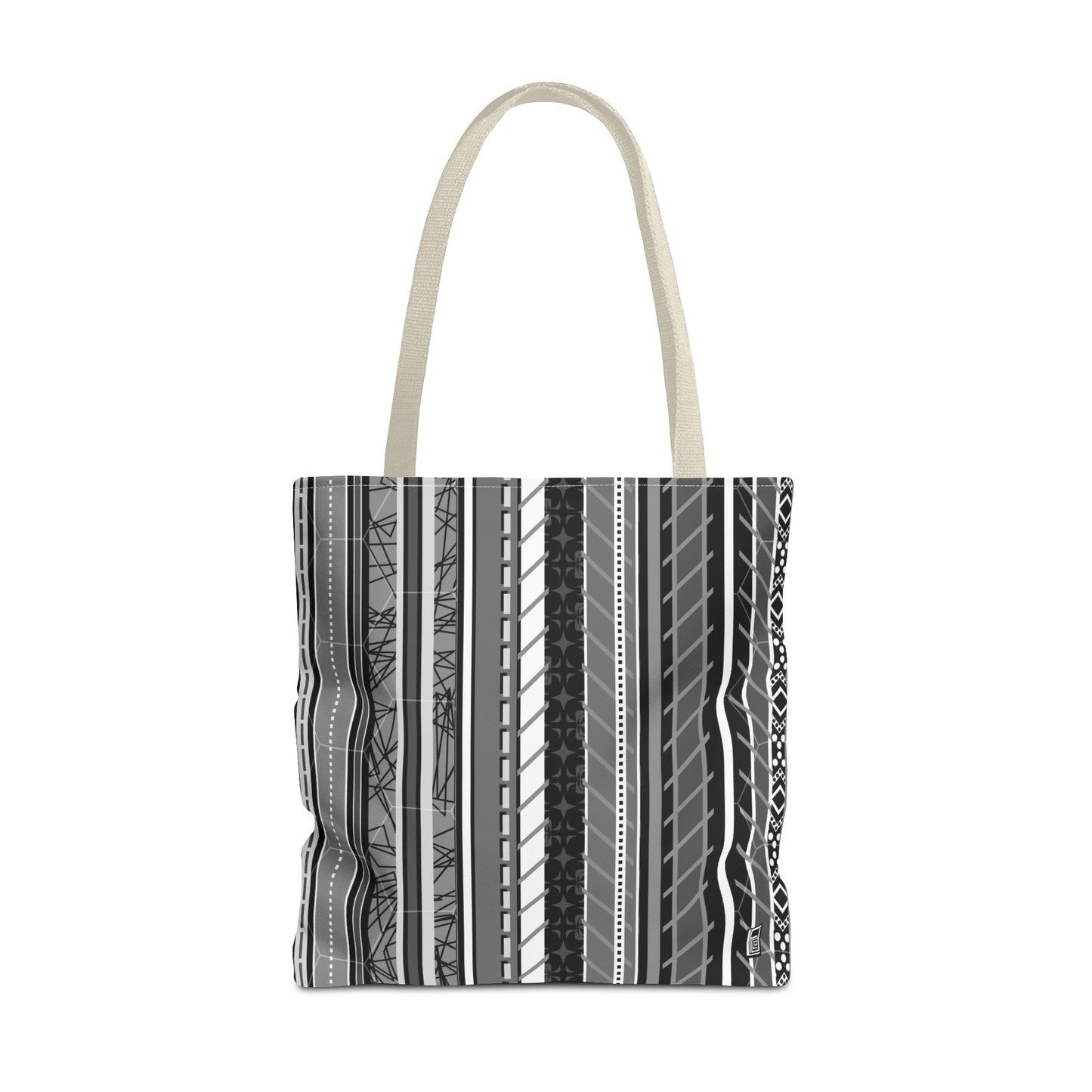 Tote Bag - No. 298 A - Black, White, Grey Stripes