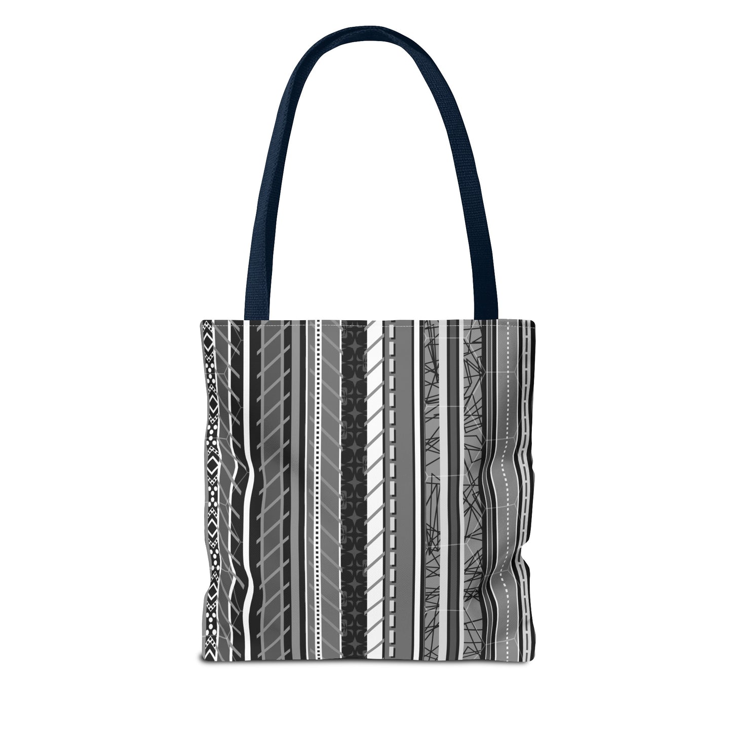 Tote Bag - No. 298 A - Black, White, Grey Stripes