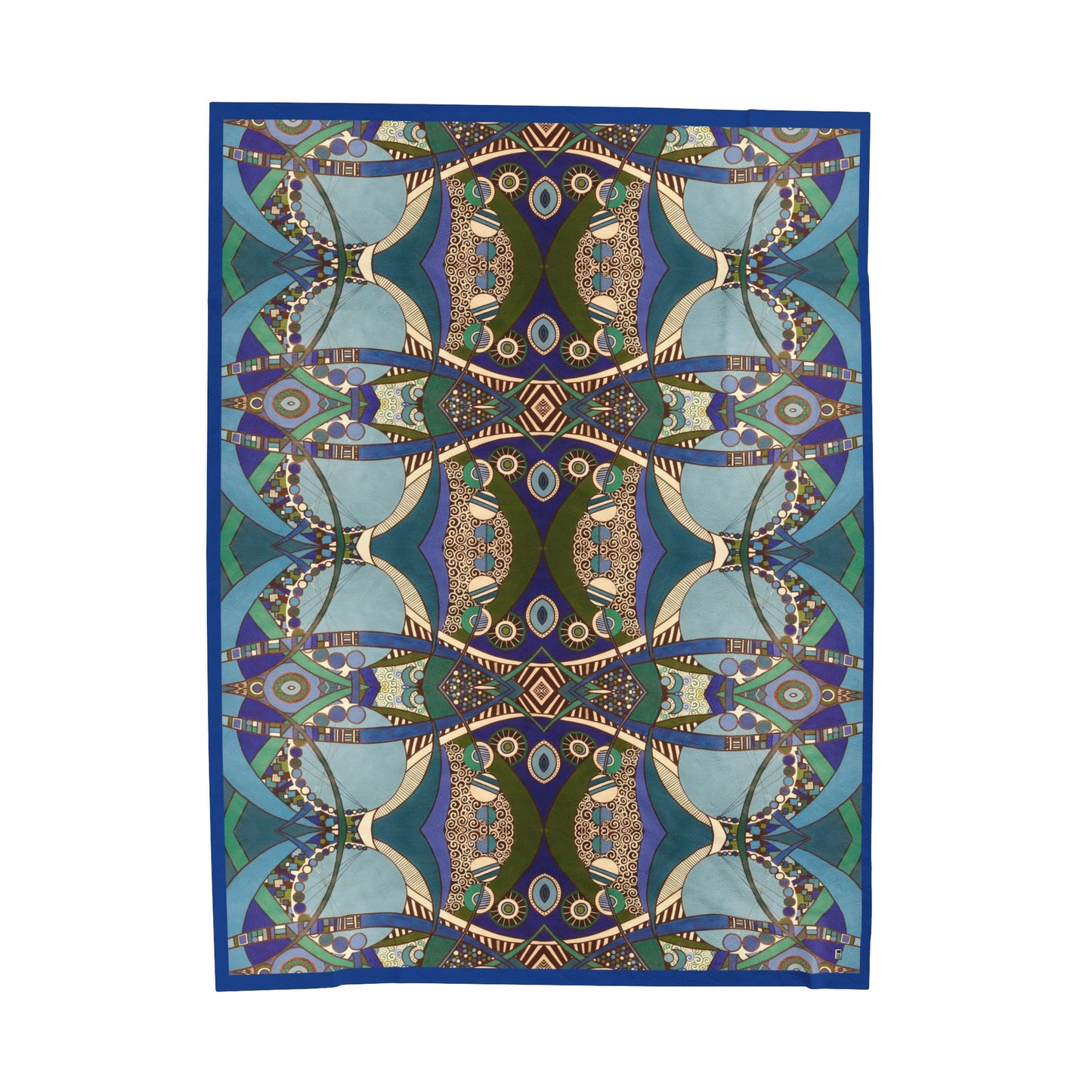 Velveteen Plush Blanket - No. 219 A 'Crossroads' - Navy Trim