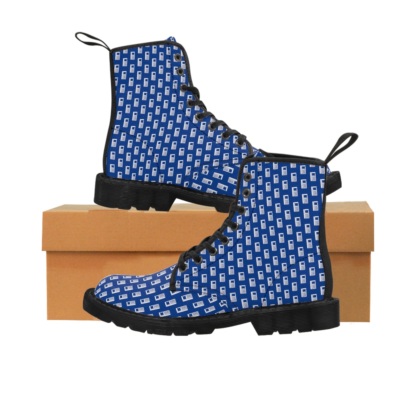 Women's Canvas Boots No. 000BE - White Logo on Blue