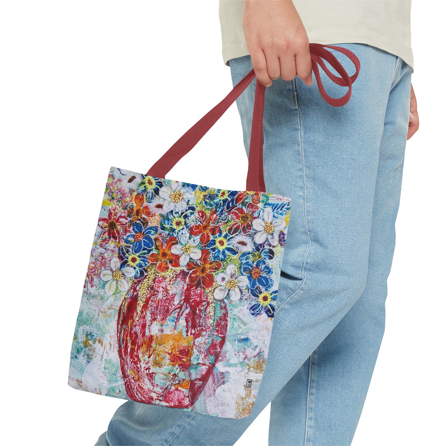 Tote Bag - No. 245 - Flowers In Red Vase