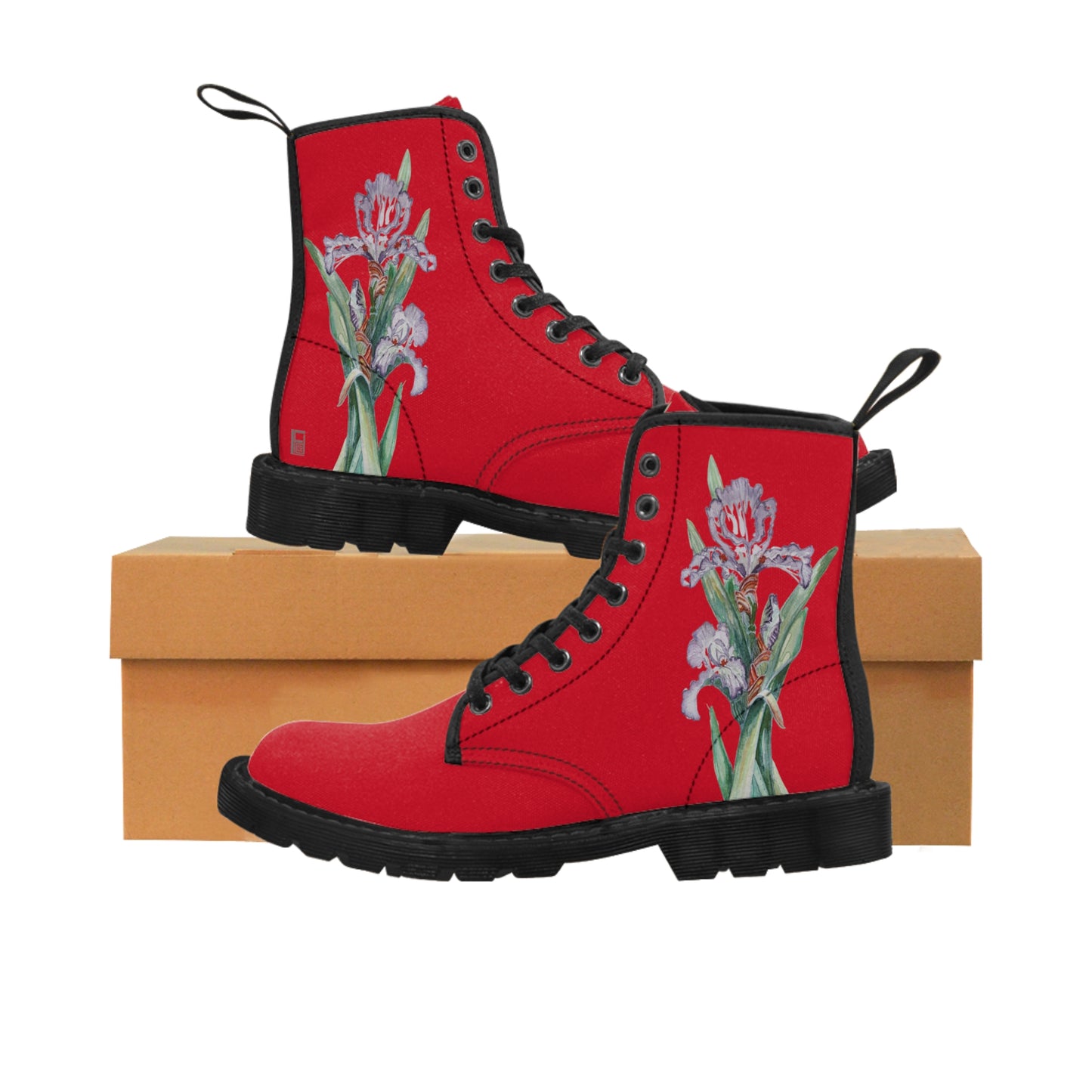 Women's Canvas Boots - No. 272 - Purple Orchid on Red