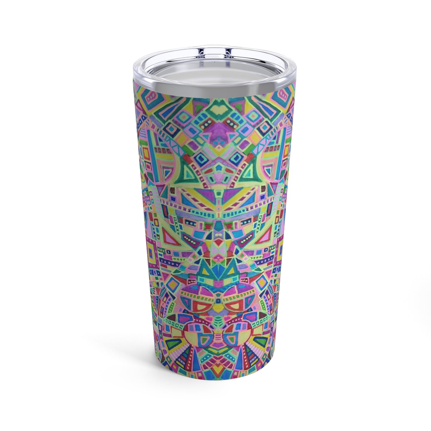 Tumbler 20oz - No. 259 - Multicoloured abstract Mouse - By Irish Artist Fiona de Lacy