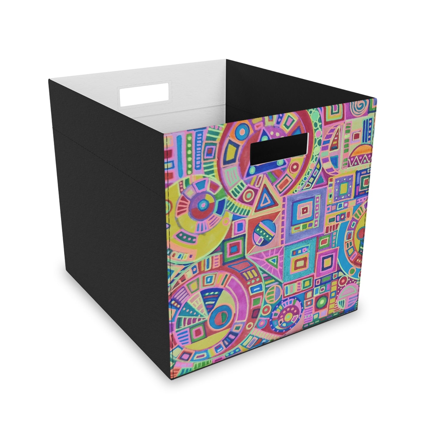 Felt Storage Box - No. 260 - Multicoloured Abstract - By Irish Artist Fiona de Lacy