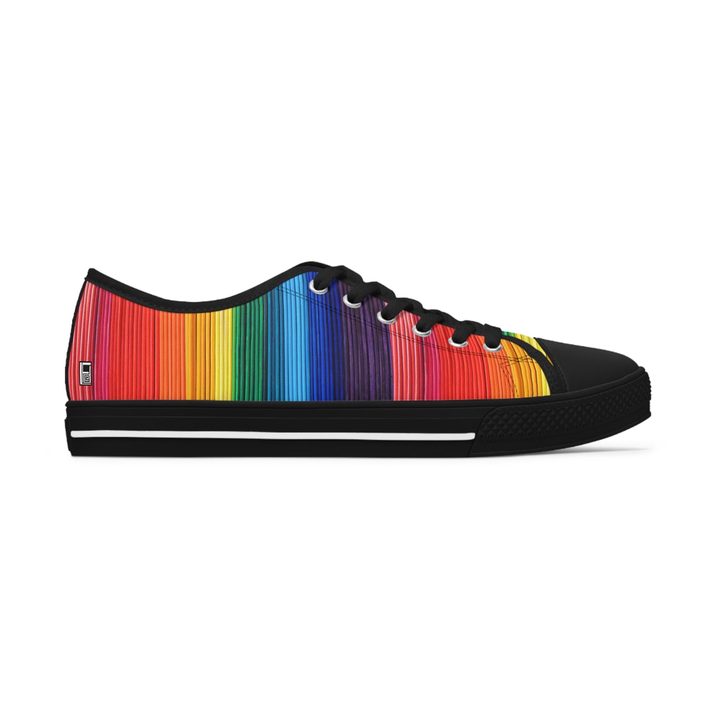 Women's Low Top Sneakers, Black Sole - No. 305 - Rainbow, Pride - By Irish Artist Fiona de Lacy
