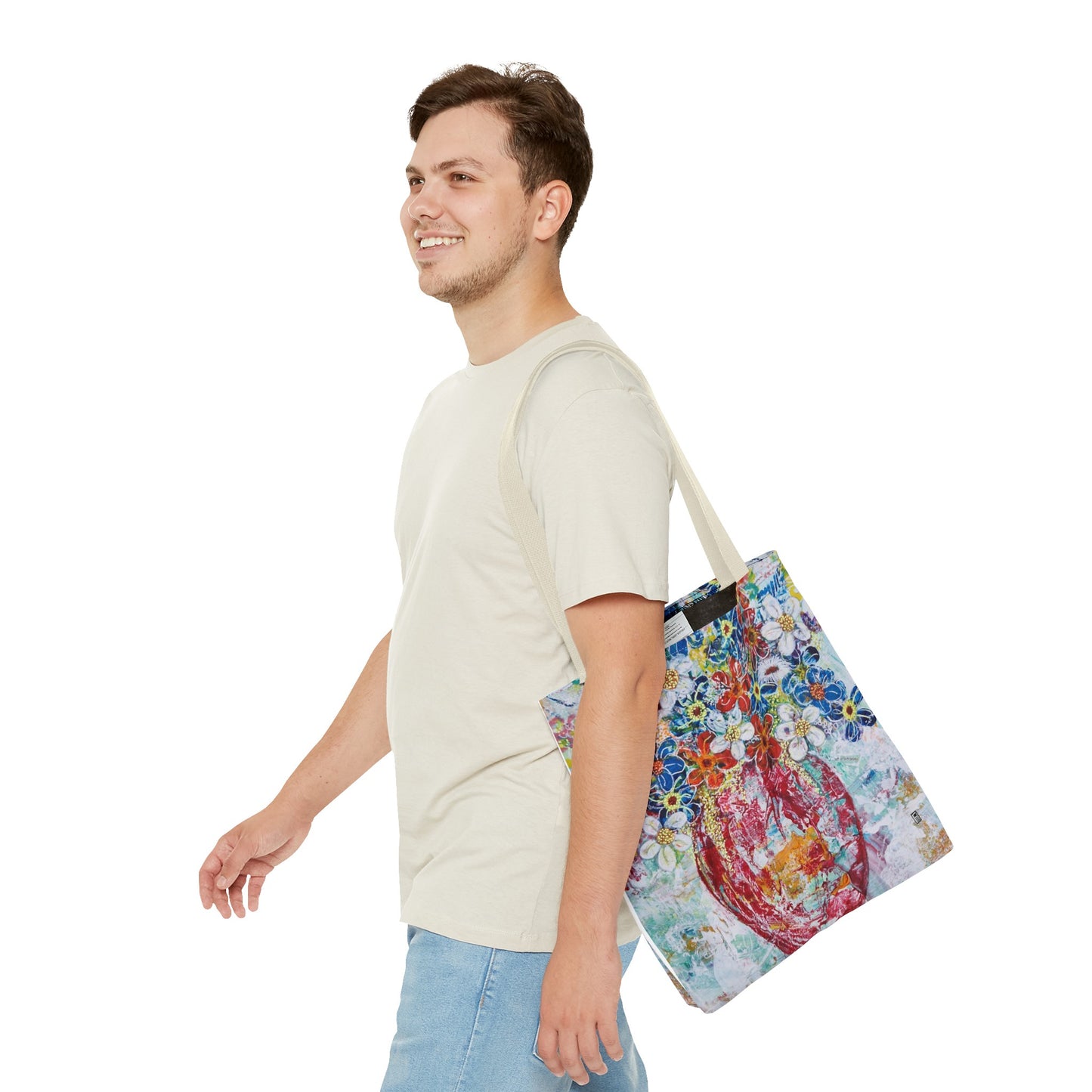 Tote Bag - No. 245 - Flowers In Red Vase