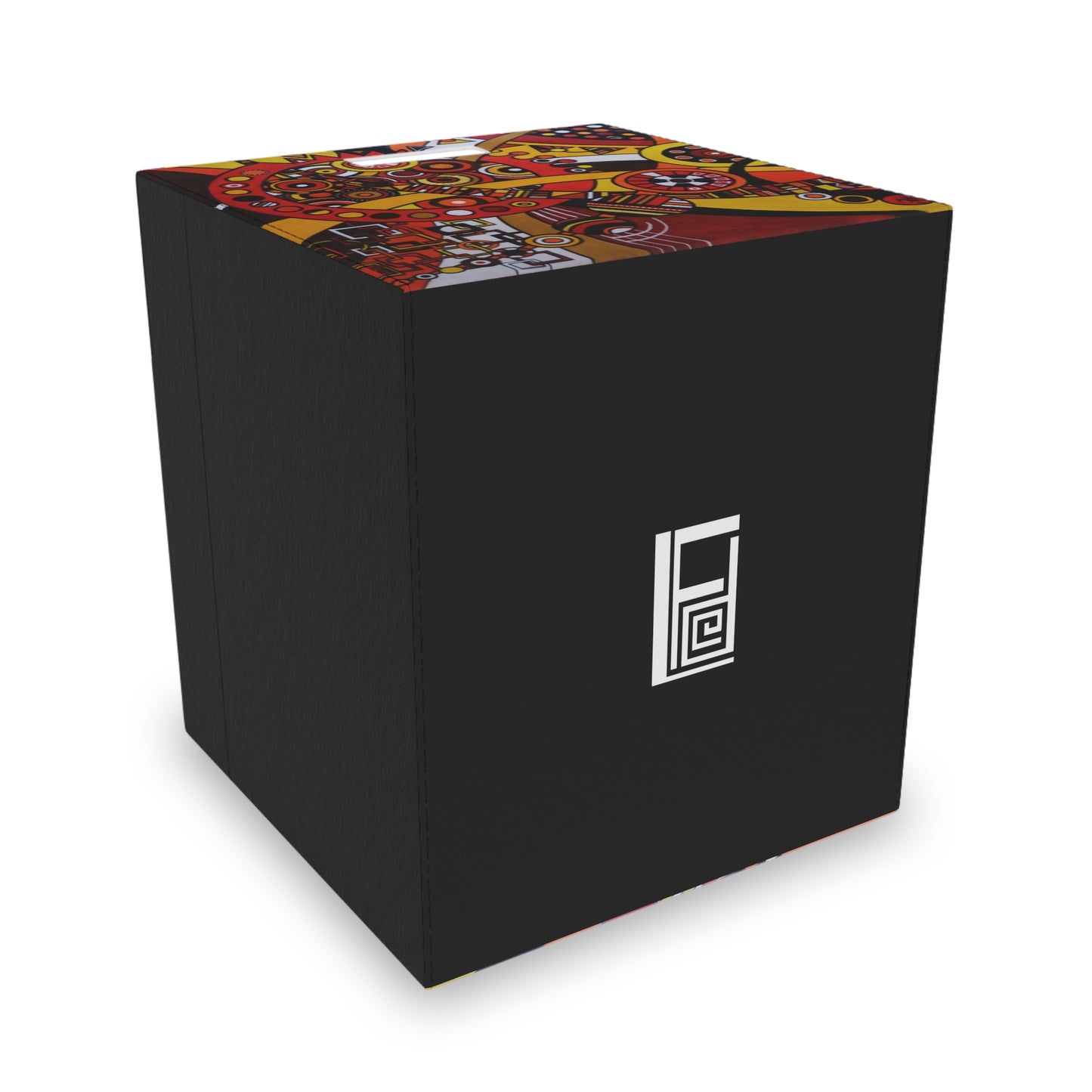 Felt Storage Box - No. 222 'Clockworks' - By Irish Artist Fiona de Lacy - Orange, Brown, Black, White, Red