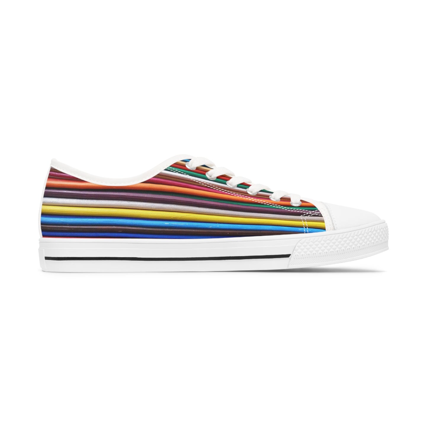 Women's Low Top Sneakers, Black Soles - No. 307 B - Multicoloured Lines - By Irish Artist Fiona de Lacy