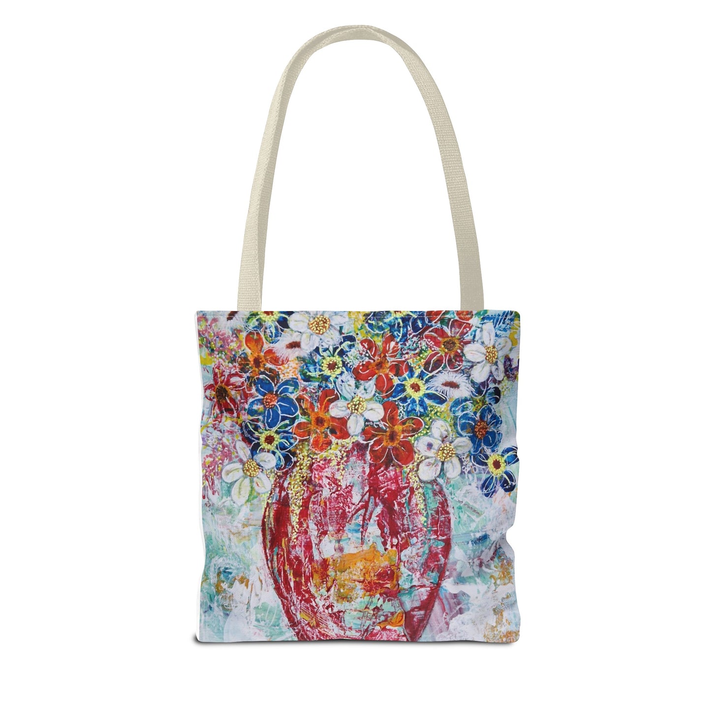 Tote Bag - No. 245 - Flowers In Red Vase