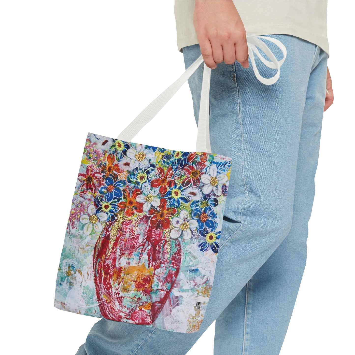 Tote Bag - No. 245 - Flowers In Red Vase