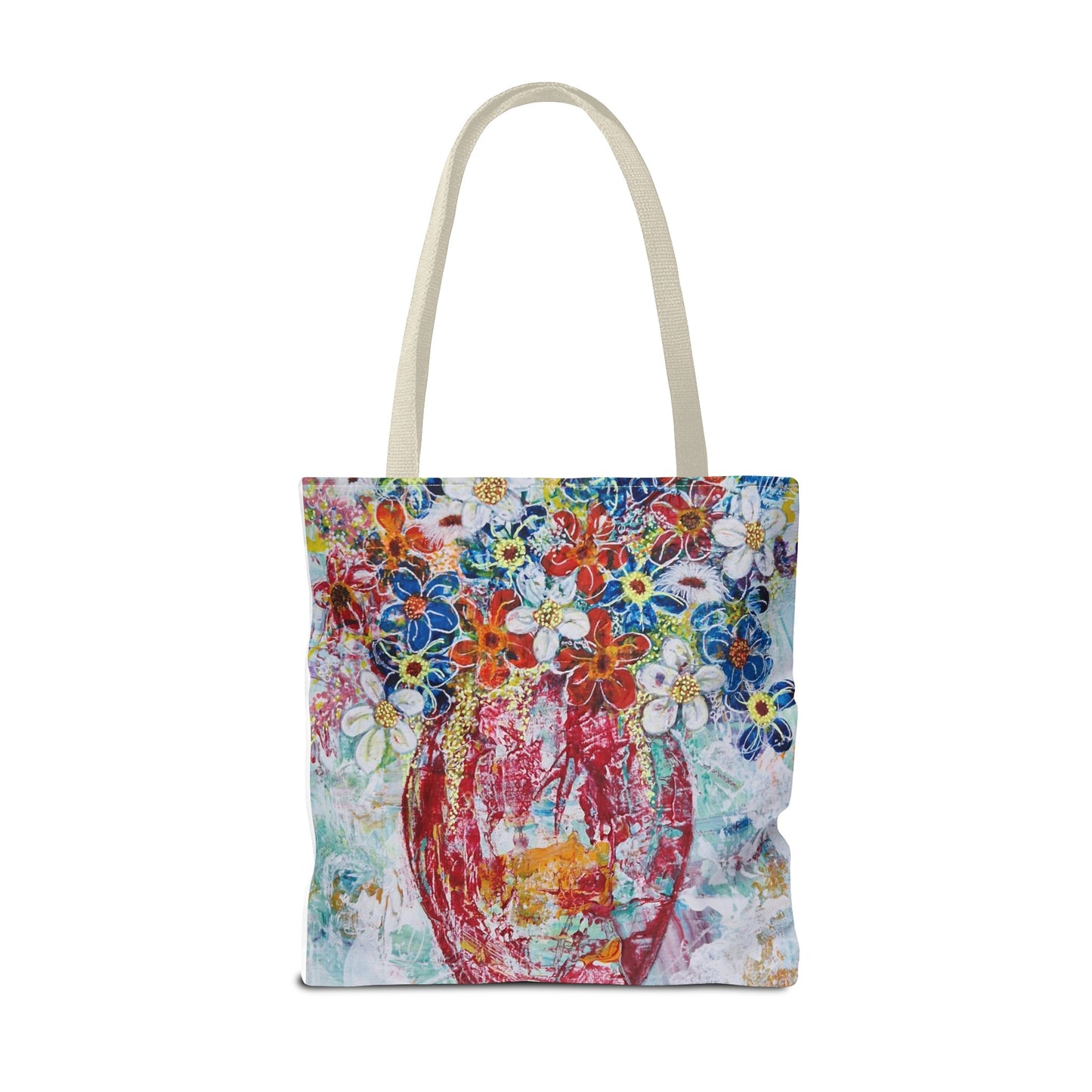 Tote Bag - No. 245 - Flowers In Red Vase