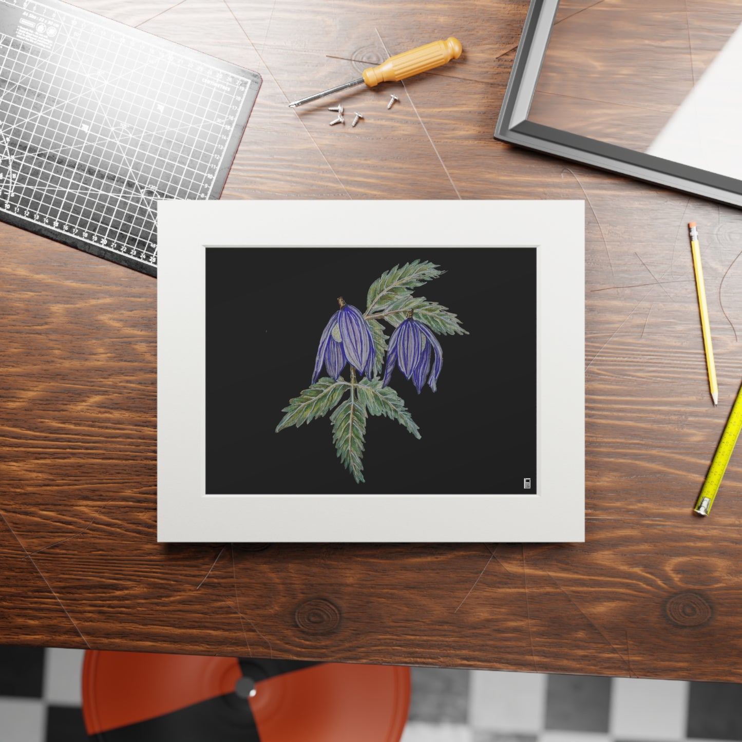 Fine Art Print (Cardboard Frame) - No. 270 - Two purple flowers B