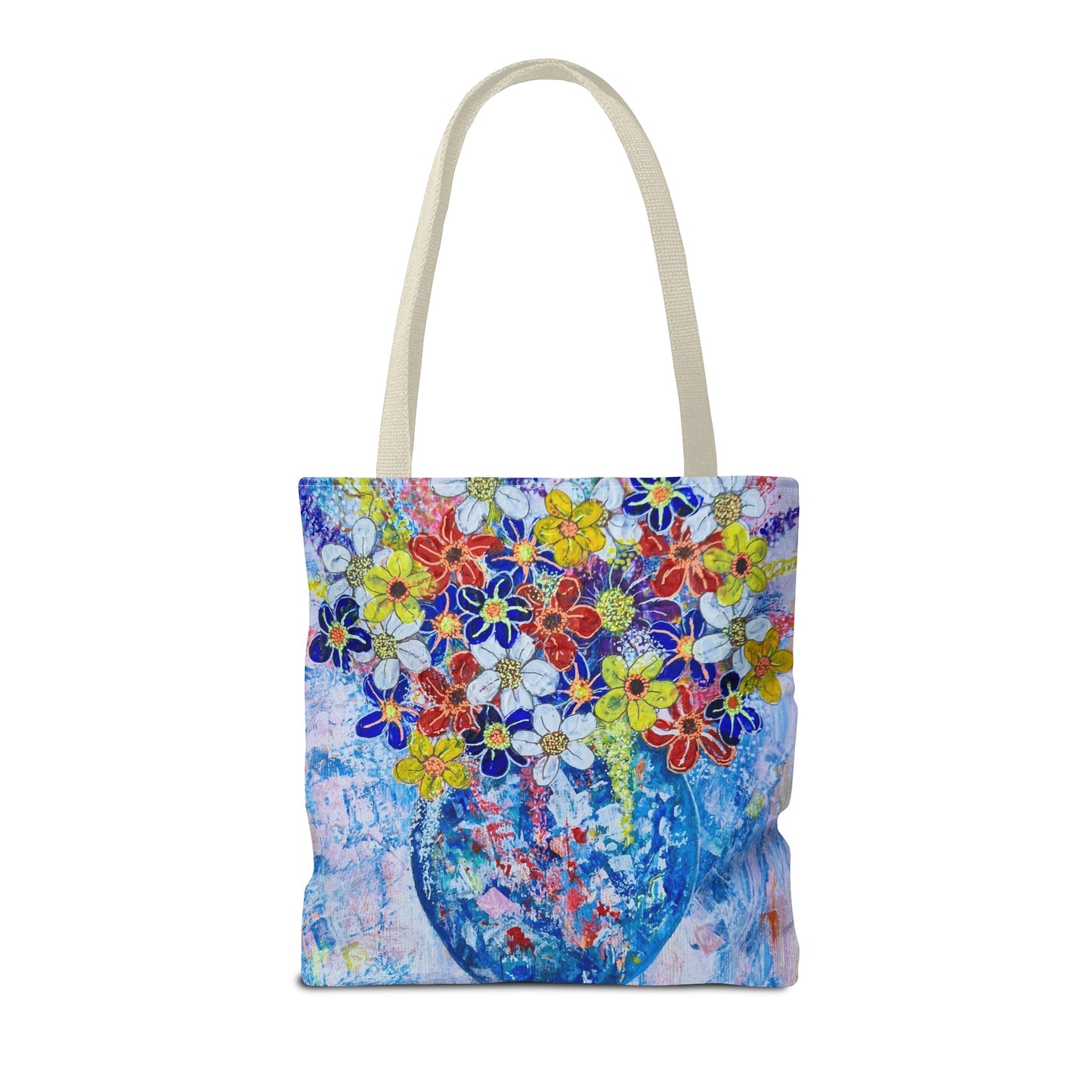 Tote Bag - No. 242 - Blue round vase of Flowers