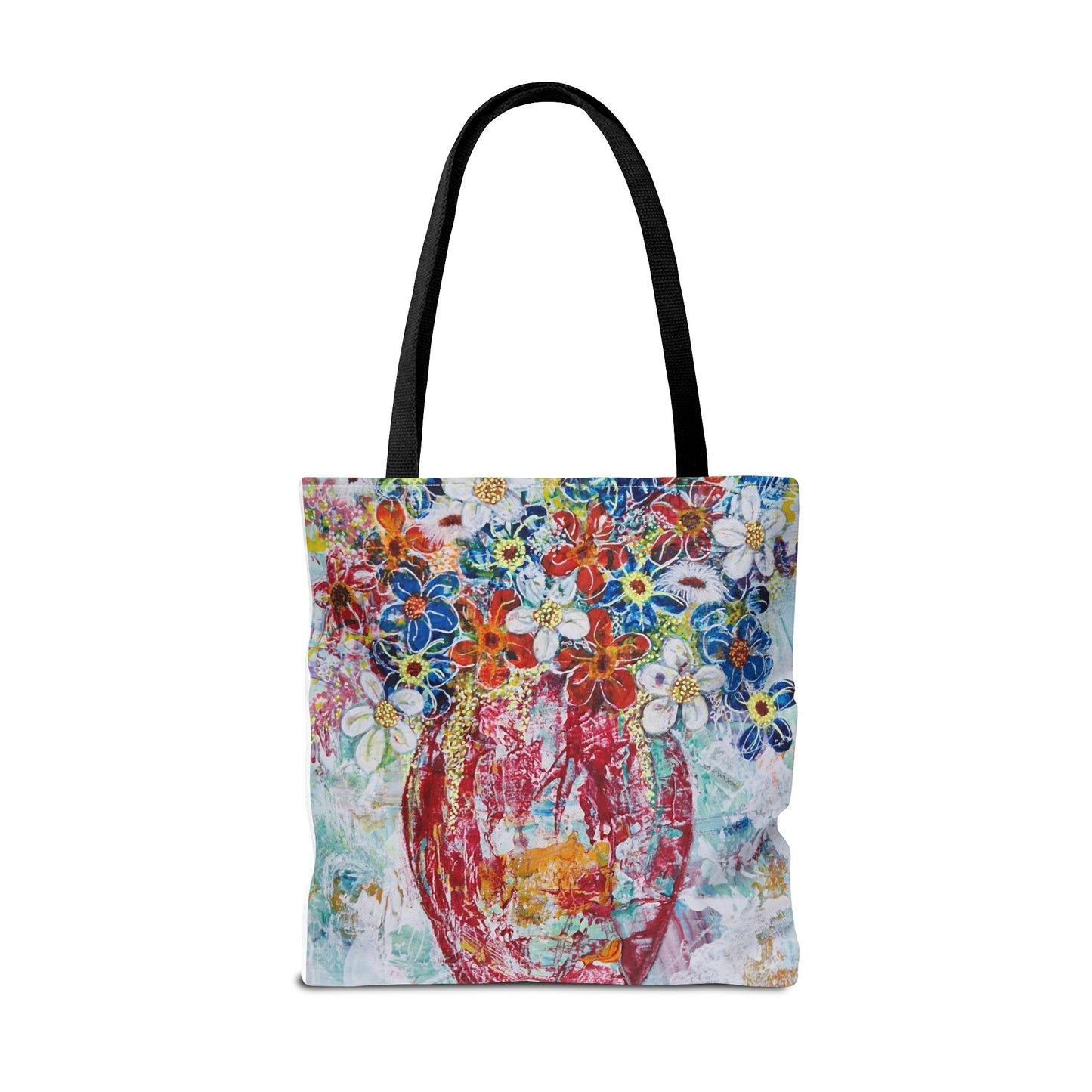 Tote Bag - No. 245 - Flowers In Red Vase
