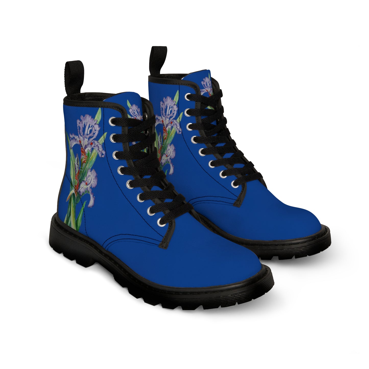 Women's Canvas Boots - No. 272 - Purple Orchid on Blue