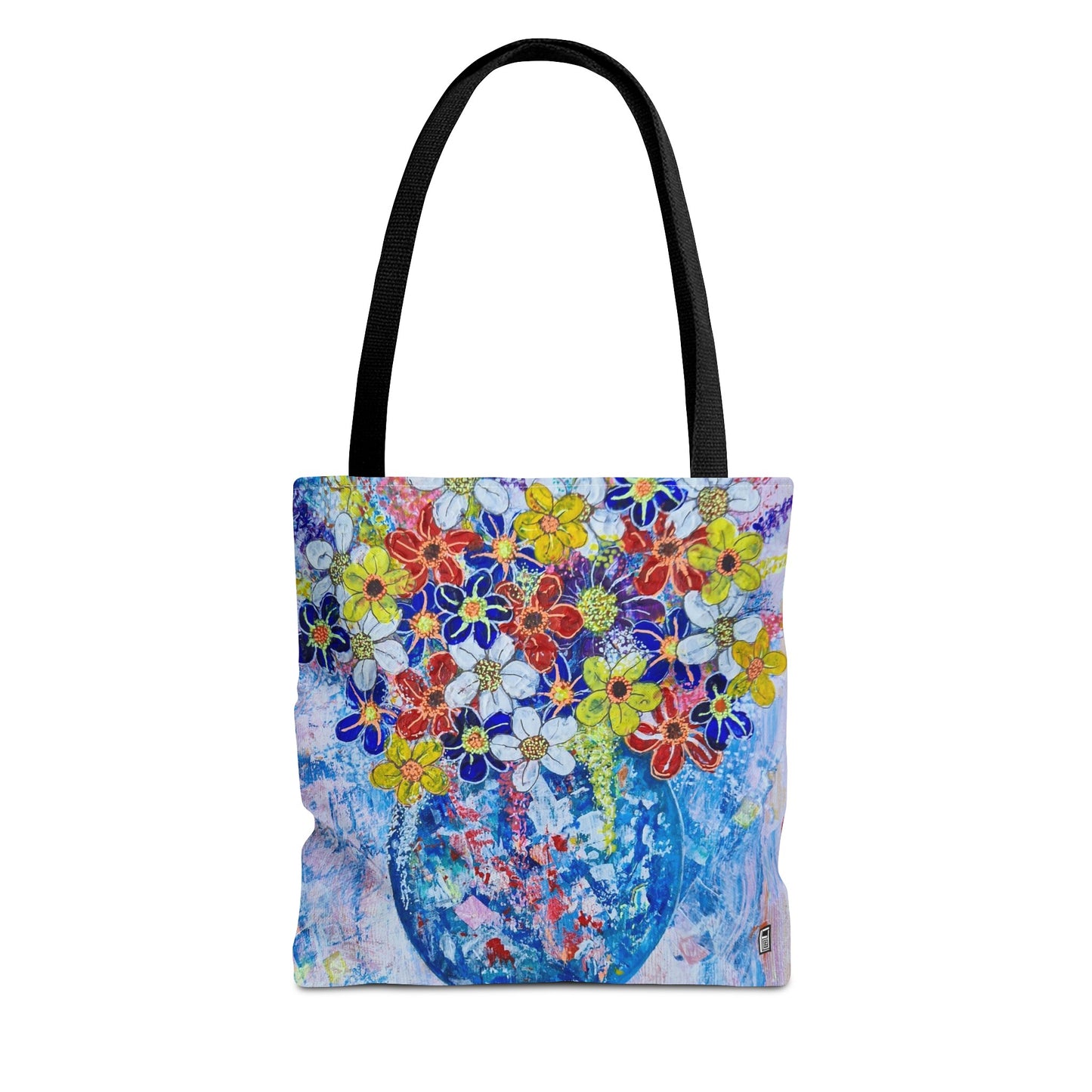 Tote Bag - No. 242 - Blue round vase of Flowers