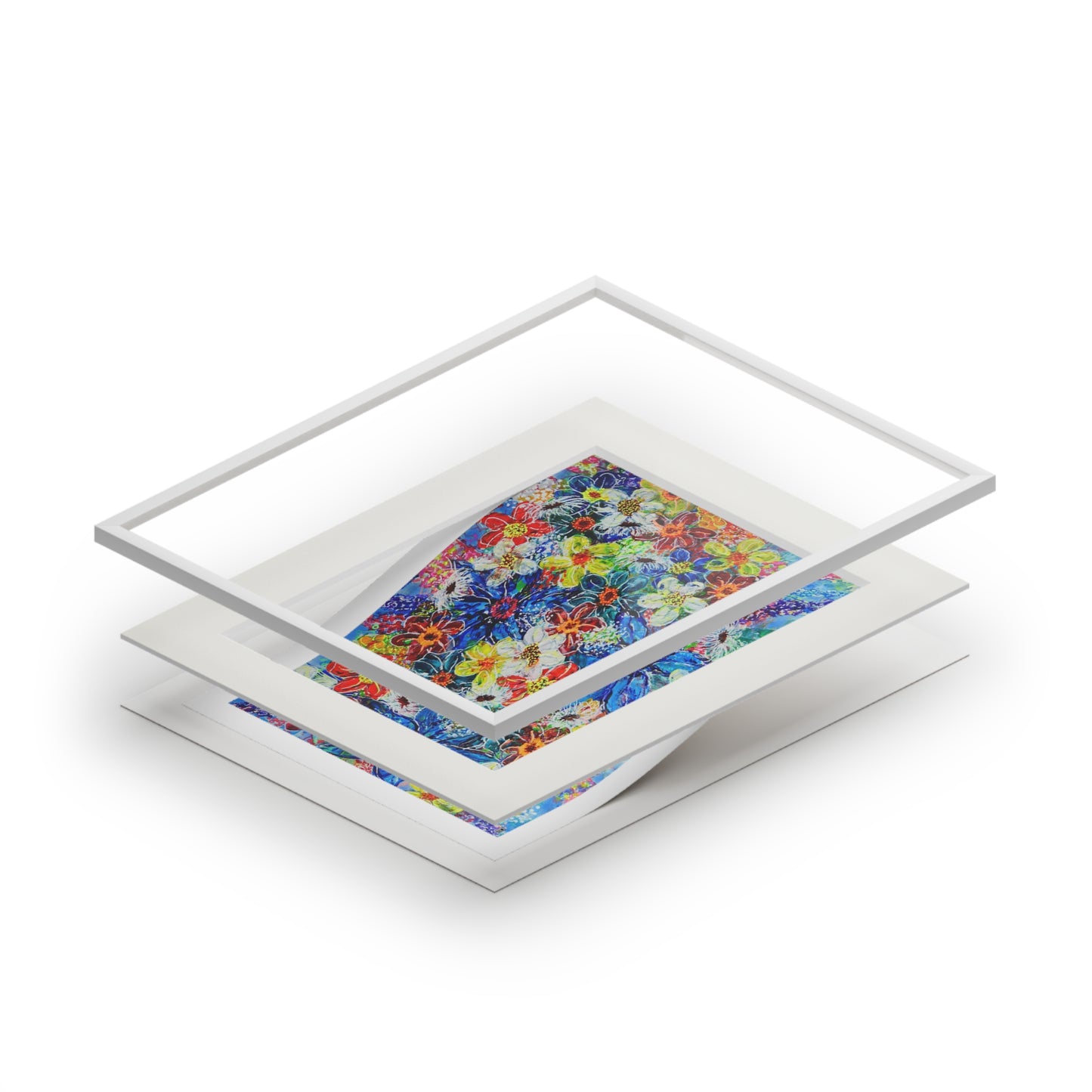 Fine Art Print (Cardboard Frame) - No. 242 - Large Blue Flowers