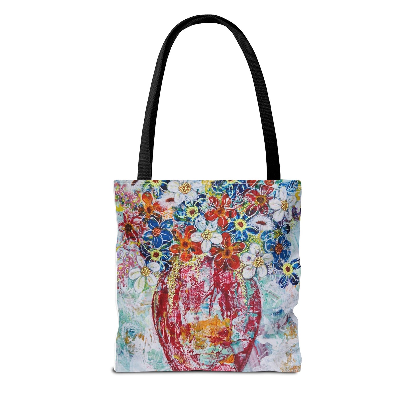 Tote Bag - No. 245 - Flowers In Red Vase