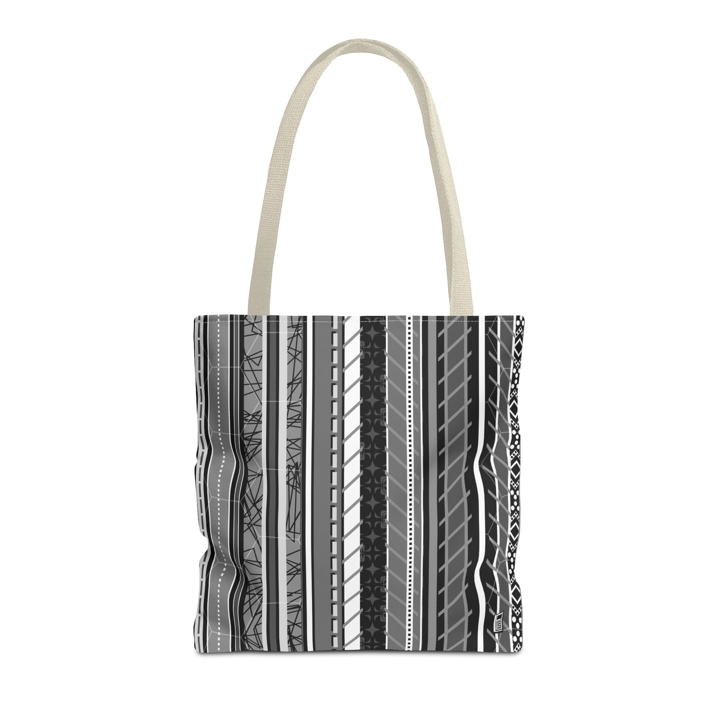 Tote Bag - No. 298 A - Black, White, Grey Stripes
