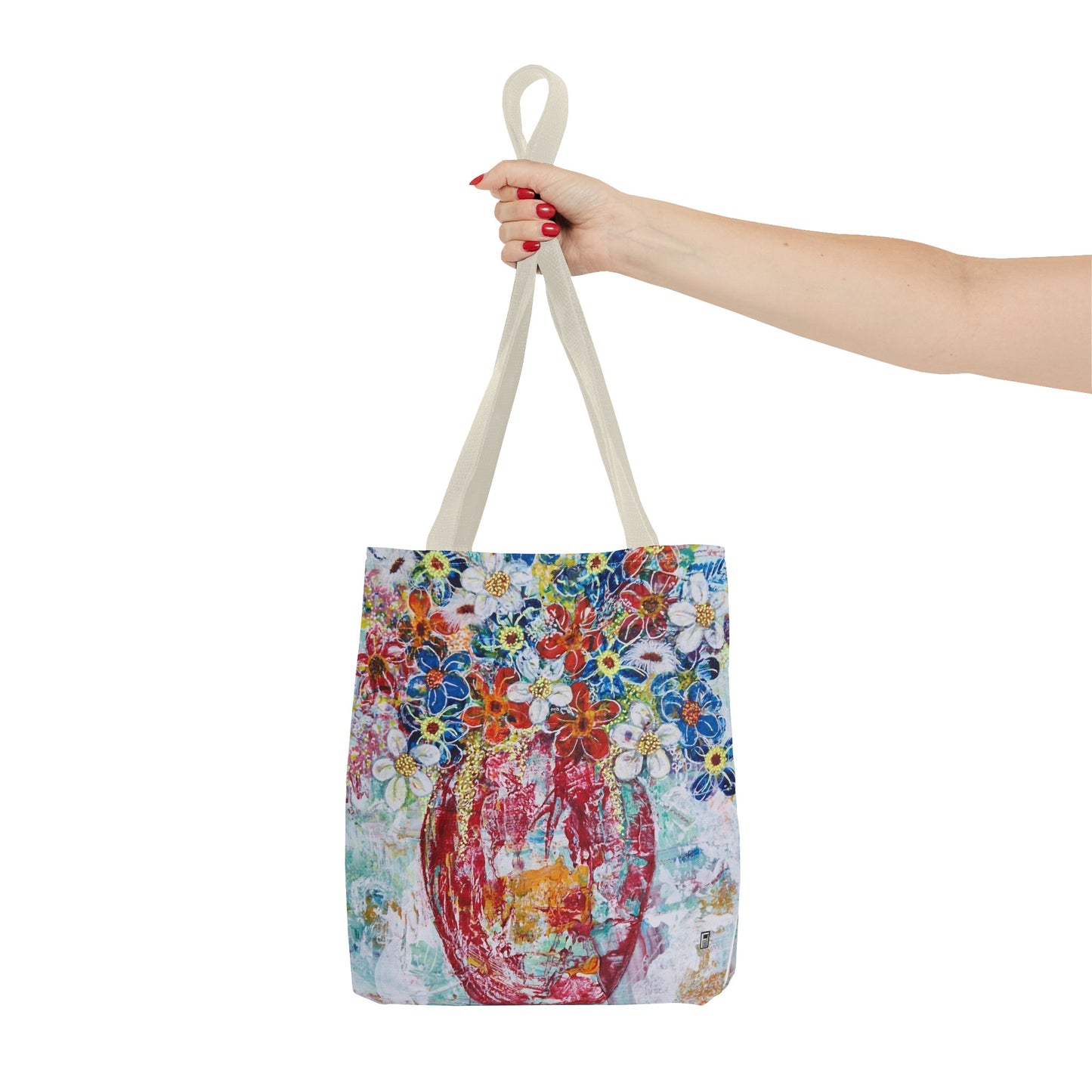 Tote Bag - No. 245 - Flowers In Red Vase