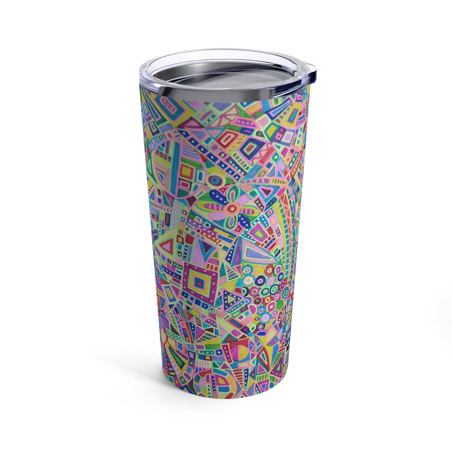 Tumbler 20oz - No. 259 - Multicoloured abstract Mouse - By Irish Artist Fiona de Lacy