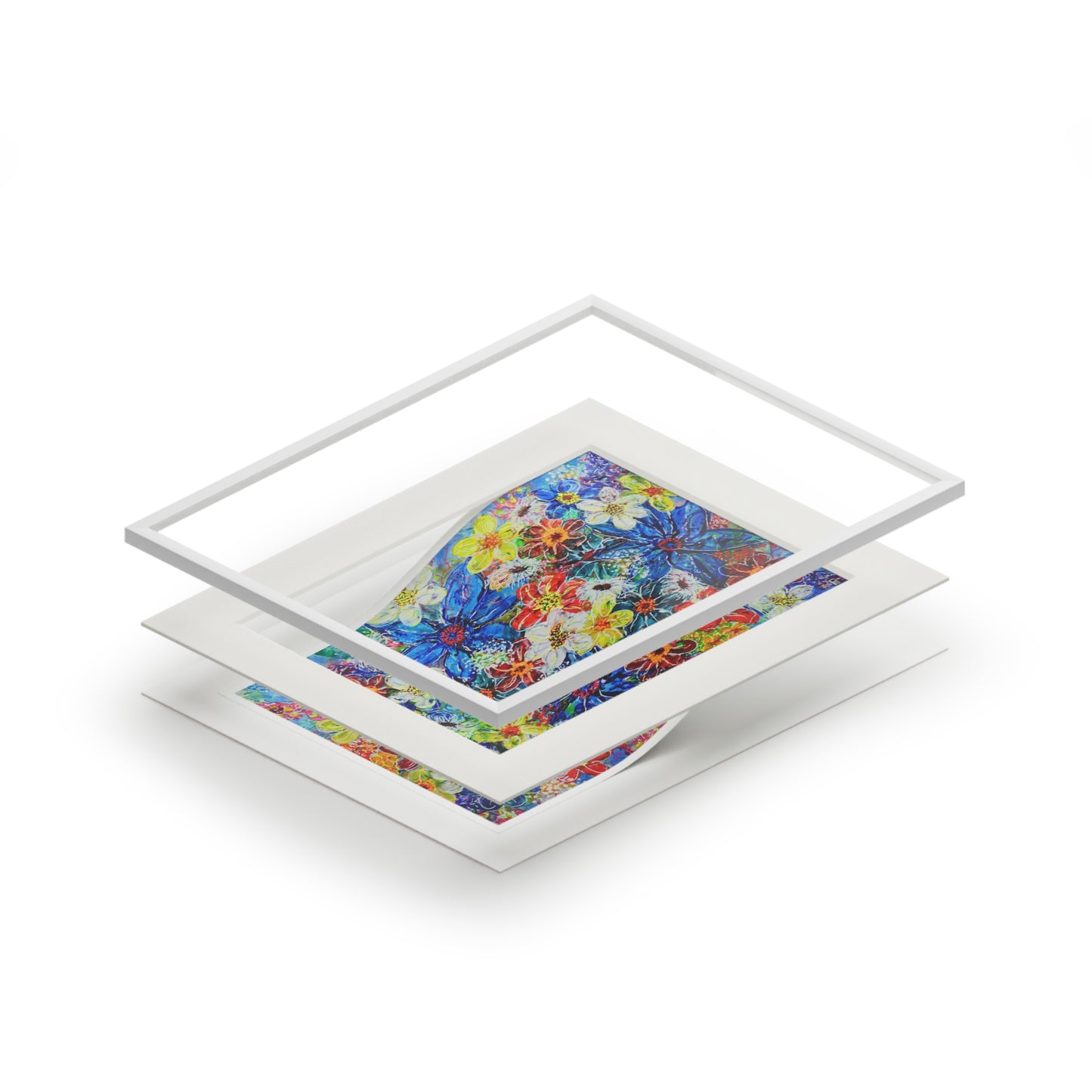 Fine Art Print (Cardboard Frame) - No. 242 - Large Blue Flowers