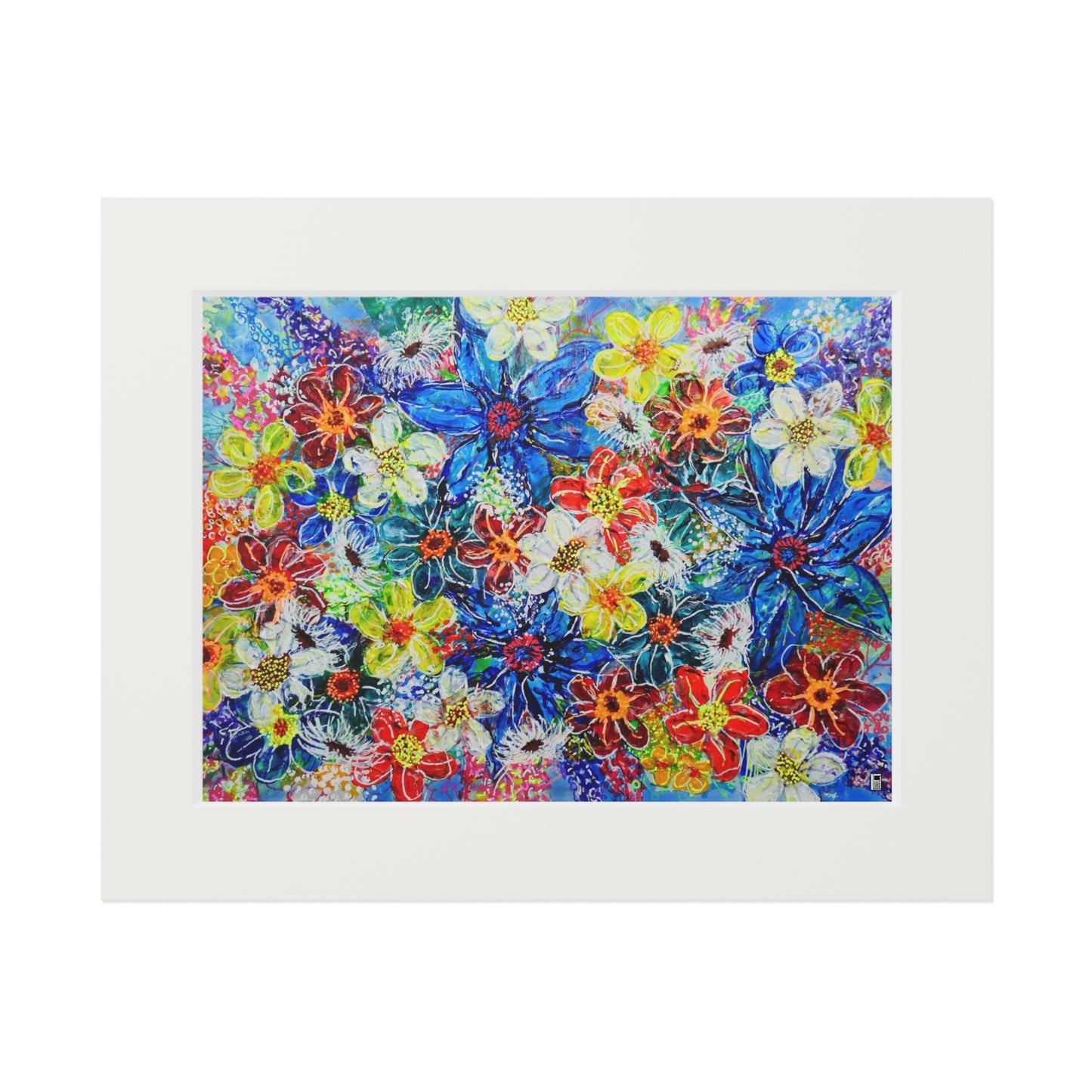 Fine Art Print (Cardboard Frame) - No. 242 - Large Blue Flowers