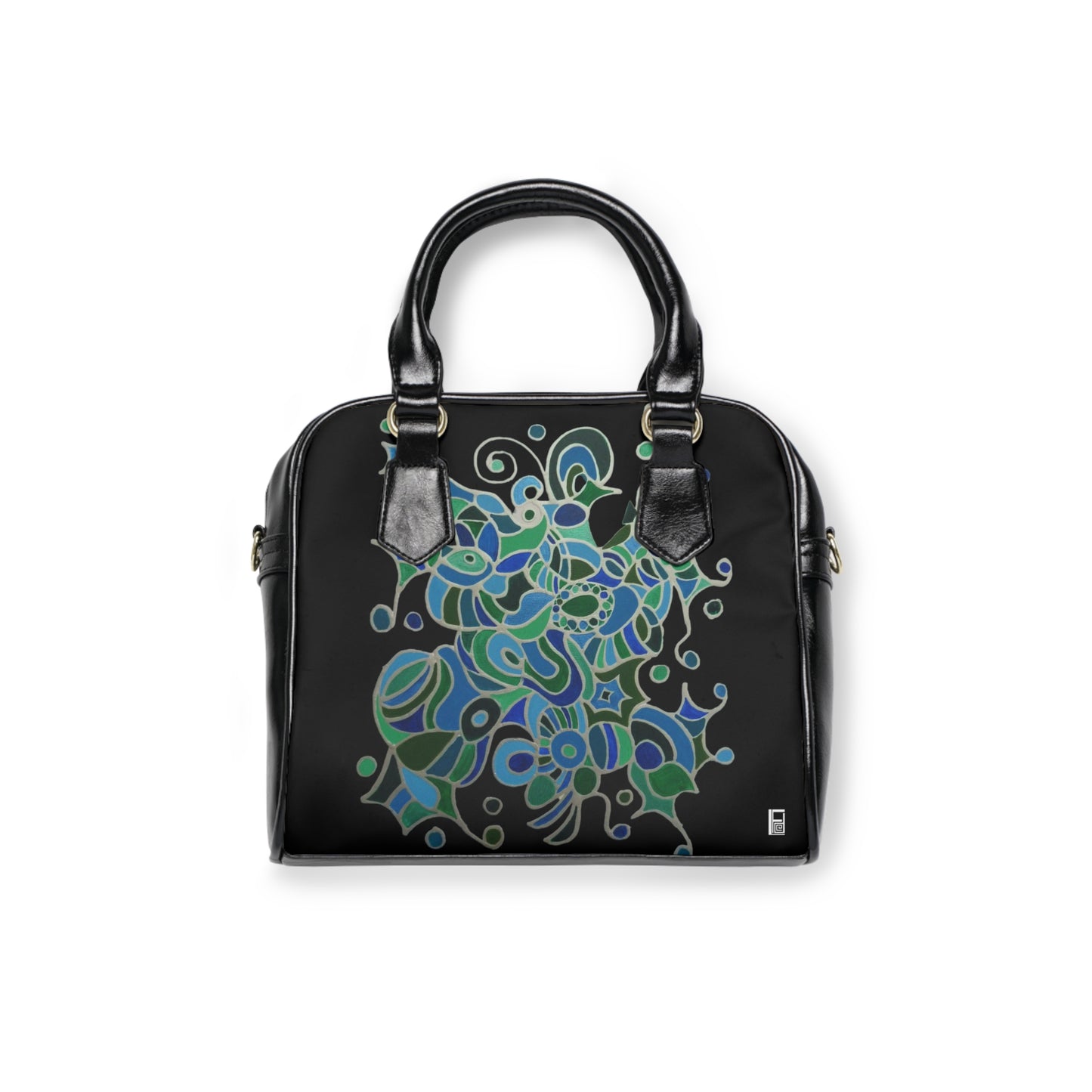 Shoulder Handbag - No. 146 - 'Bird of Paradise' on Black