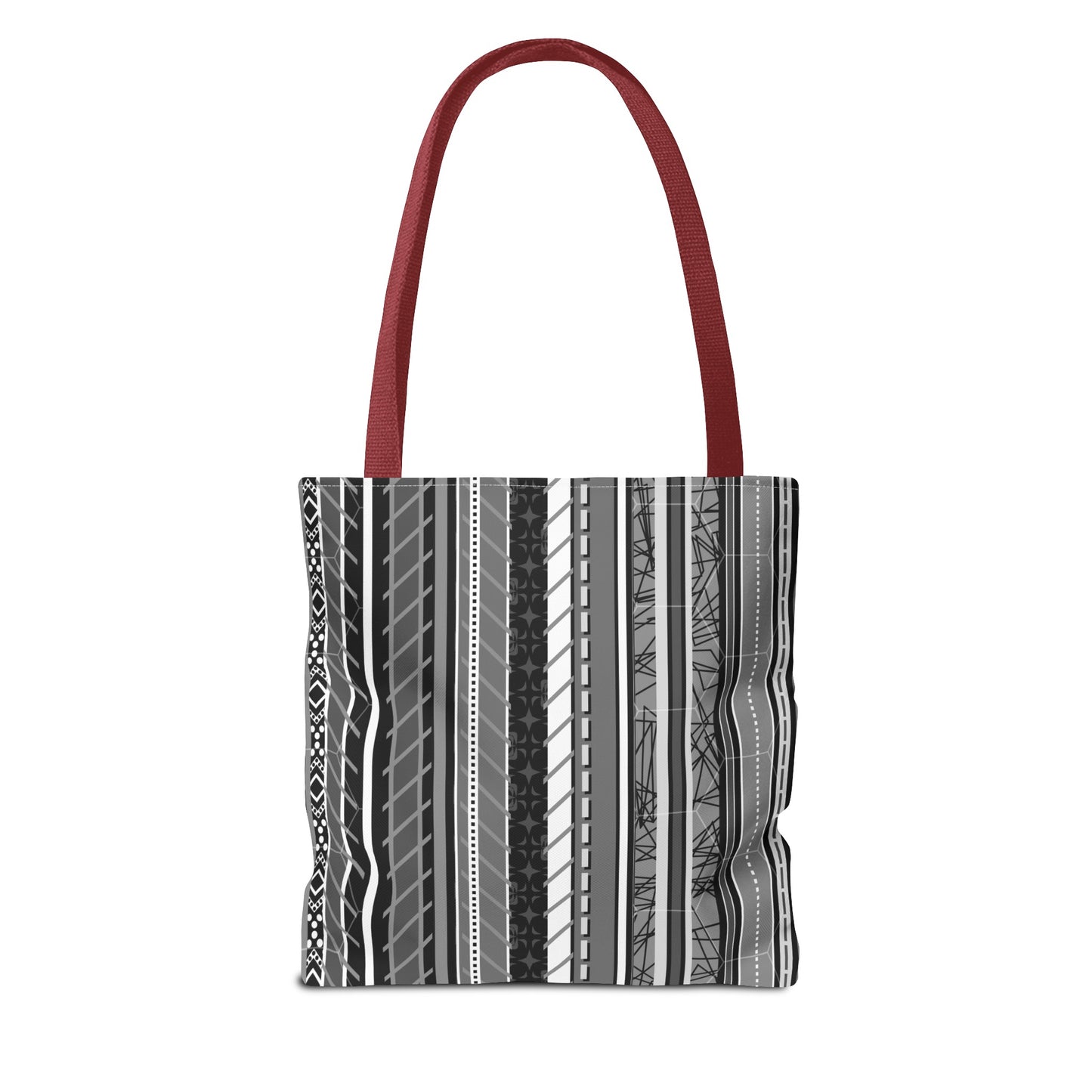Tote Bag - No. 298 A - Black, White, Grey Stripes