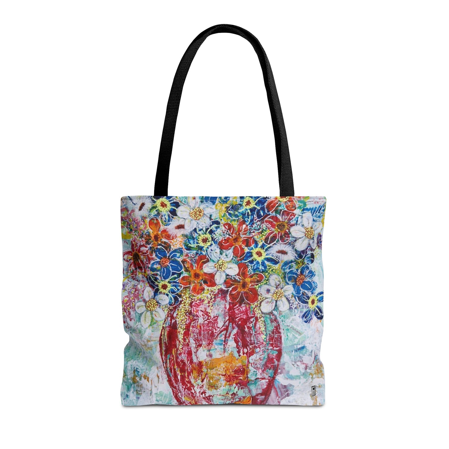 Tote Bag - No. 245 - Flowers In Red Vase