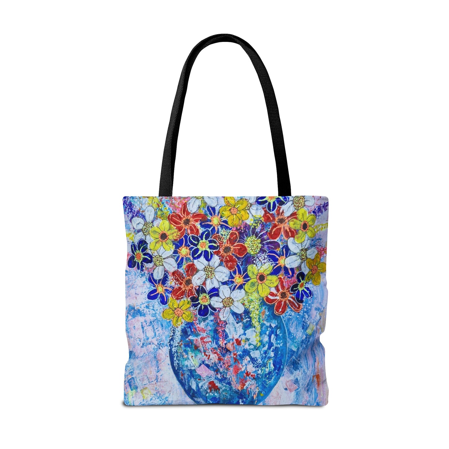 Tote Bag - No. 242 - Blue round vase of Flowers