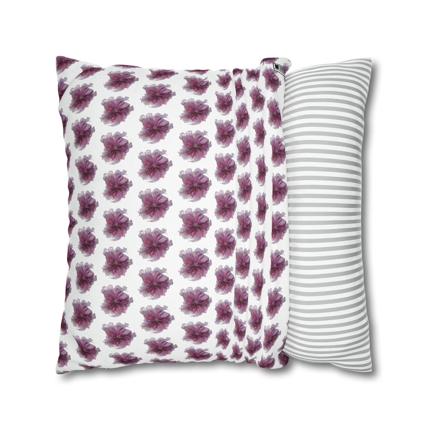 Cushion Pillow Case - No 269 Pink / Purple Flower on White