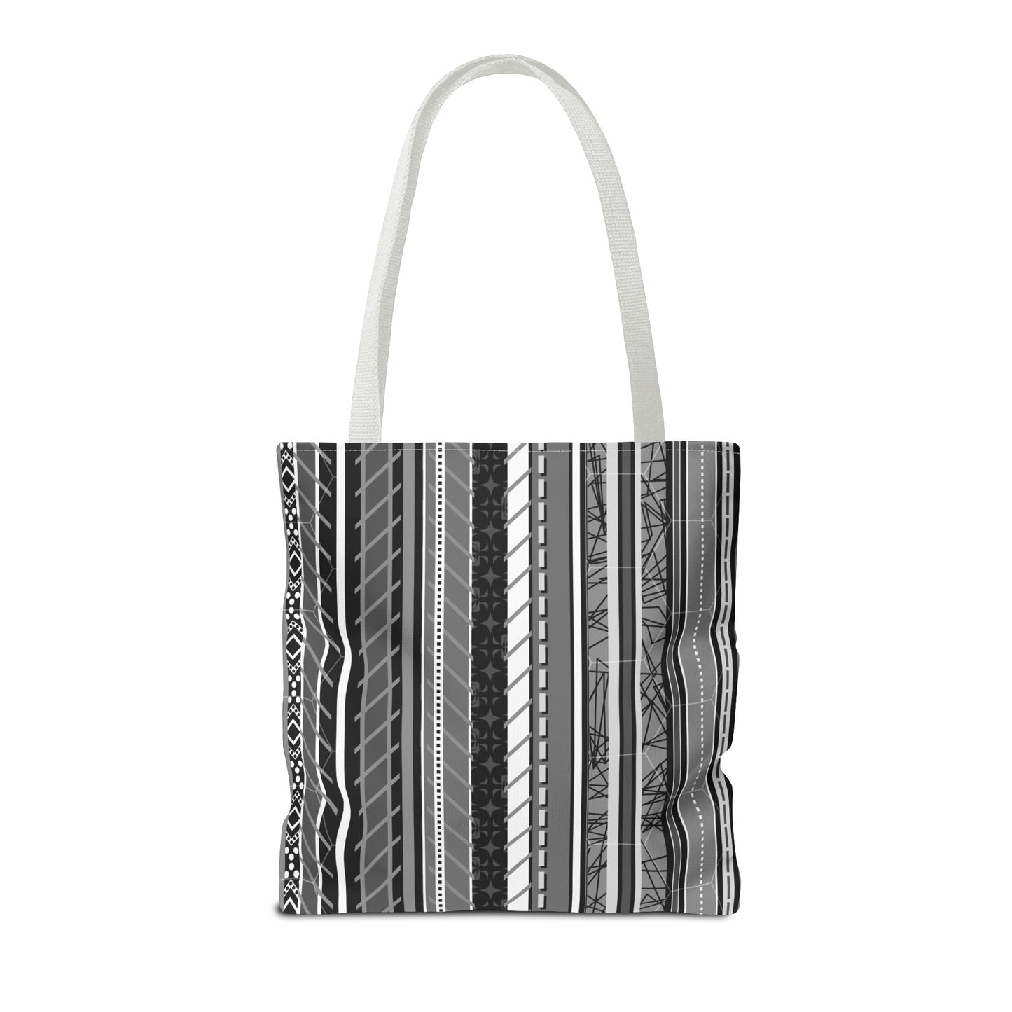 Tote Bag - No. 298 A - Black, White, Grey Stripes