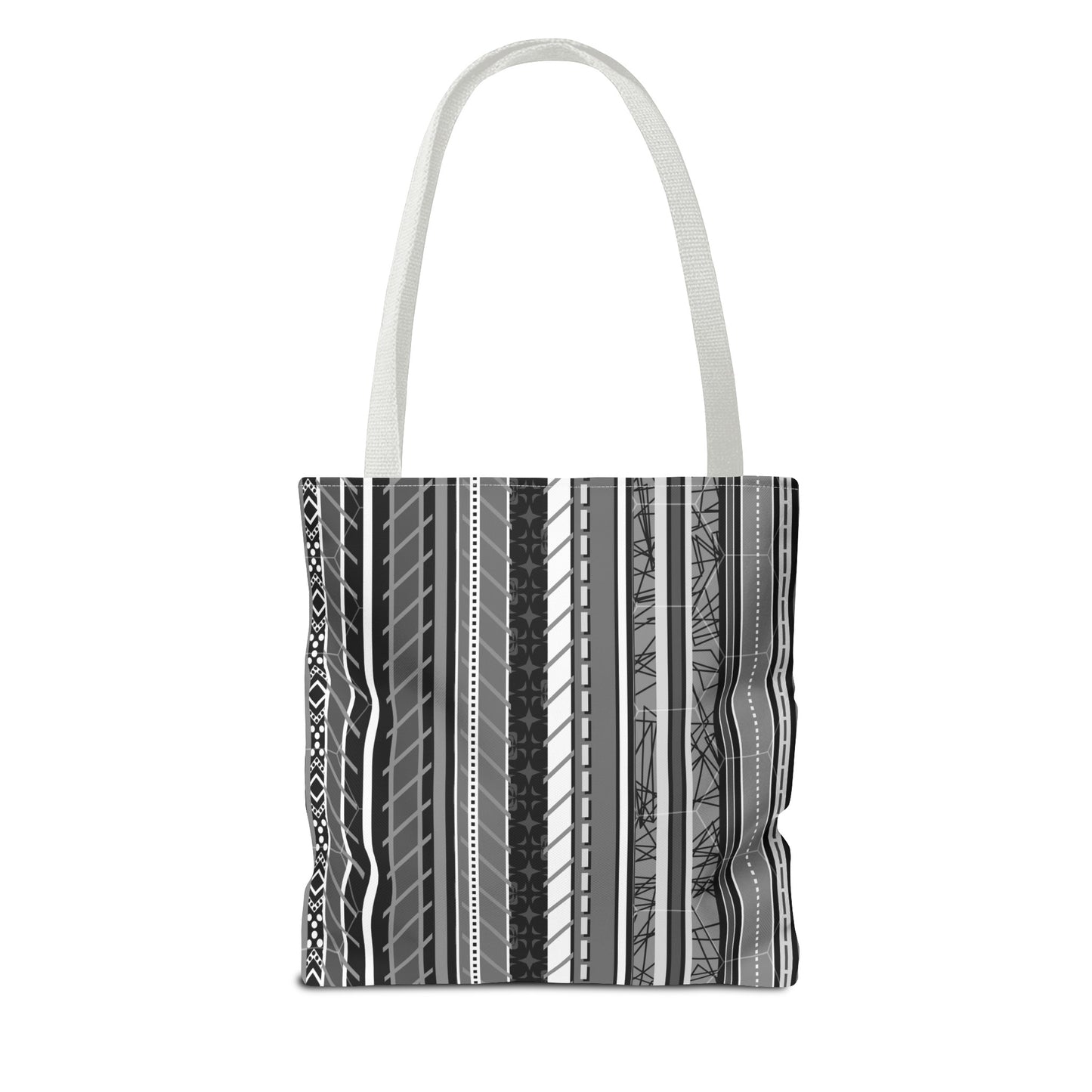 Tote Bag - No. 298 A - Black, White, Grey Stripes