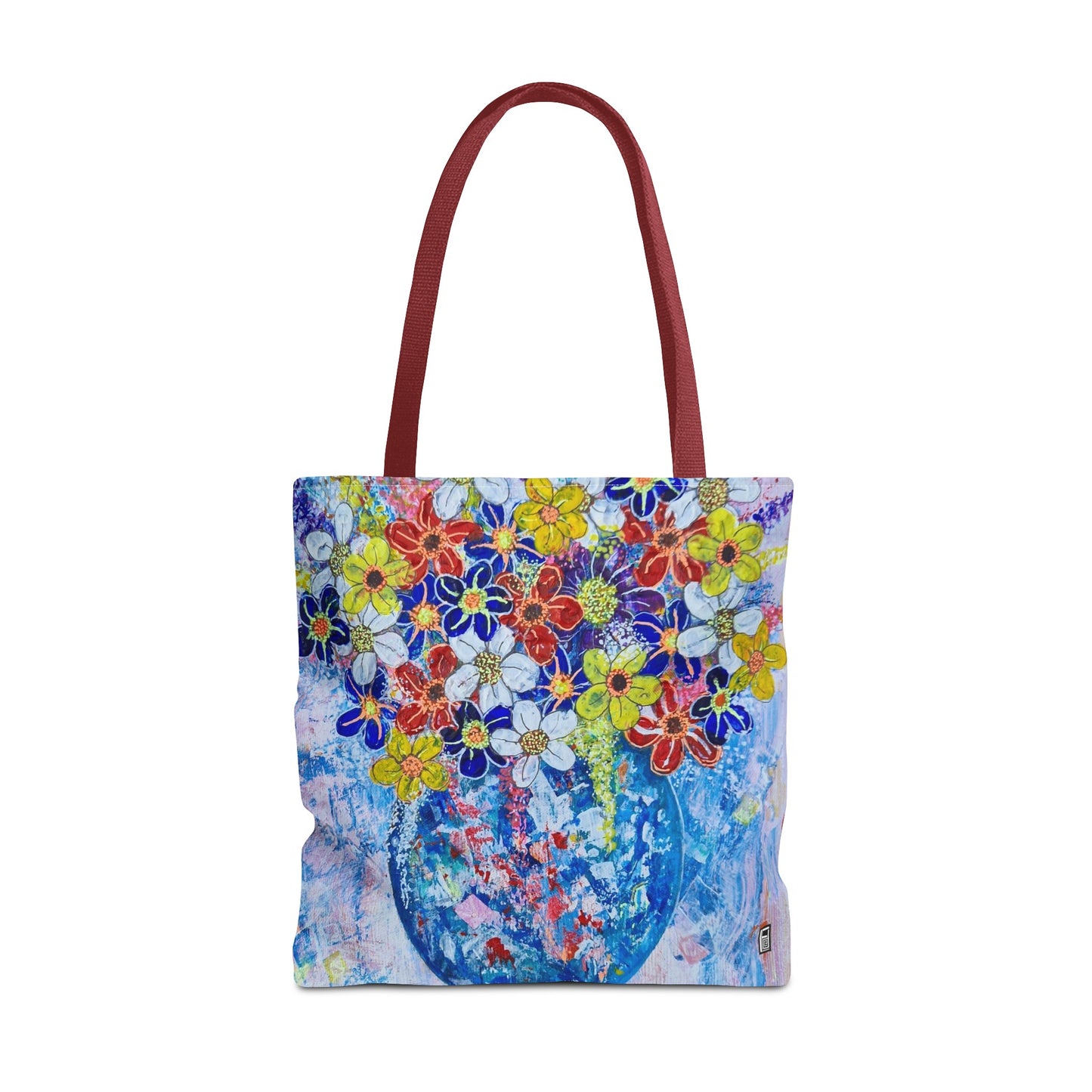 Tote Bag - No. 242 - Blue round vase of Flowers