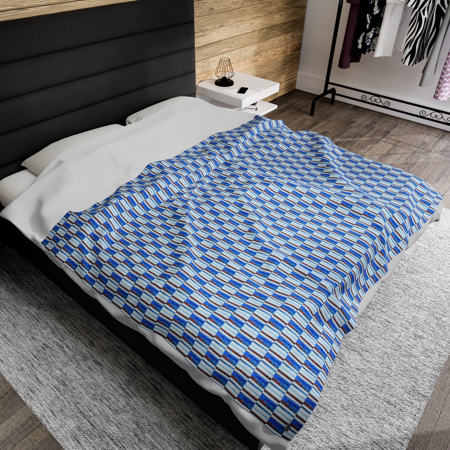 Velveteen Plush Blanket - No. 140 - 'Thin Blue Line'