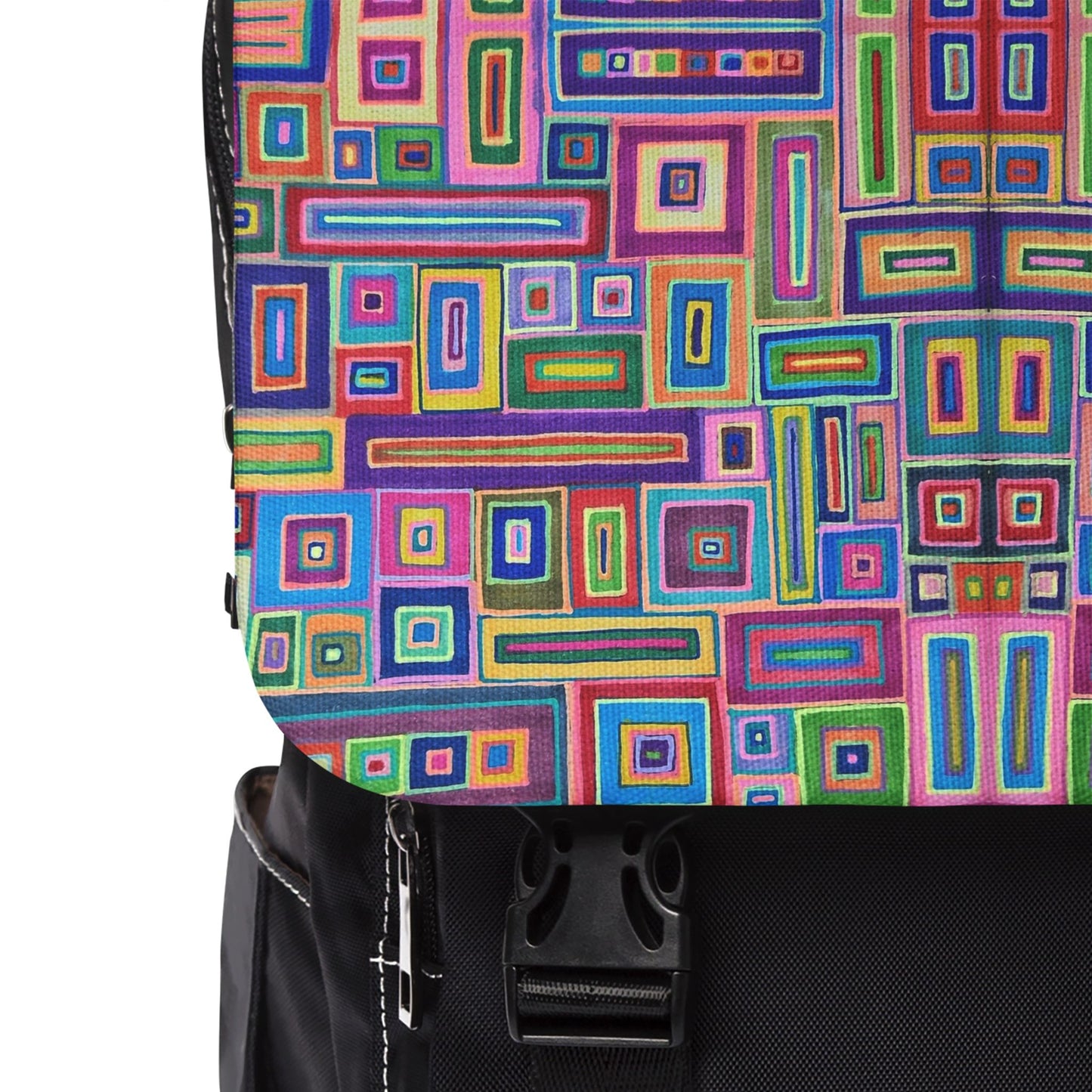 Casual Shoulder Backpack, No. 264 B Multicoloured Abstract - By Irish Artist Fiona de Lacy