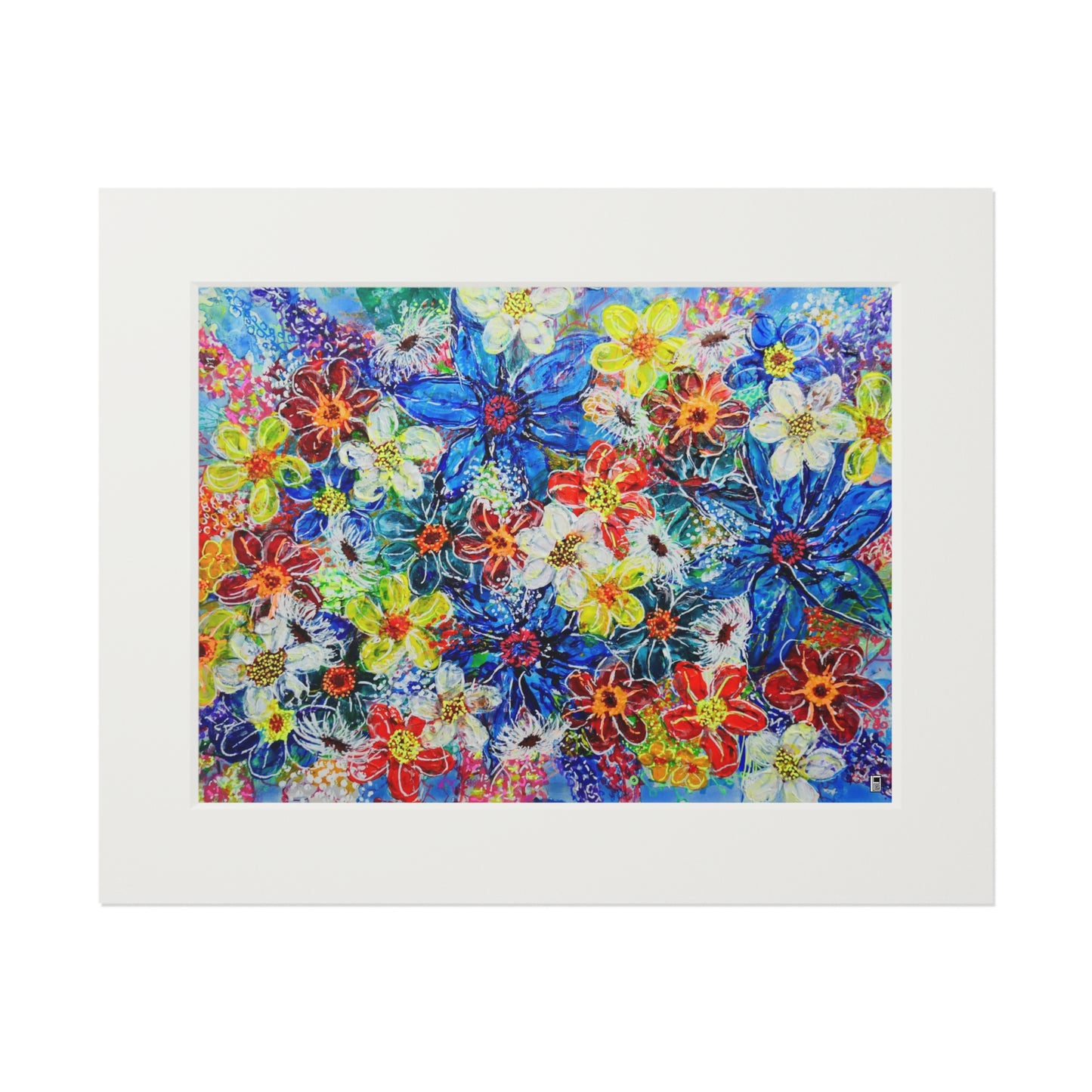 Fine Art Print (Cardboard Frame) - No. 242 - Large Blue Flowers
