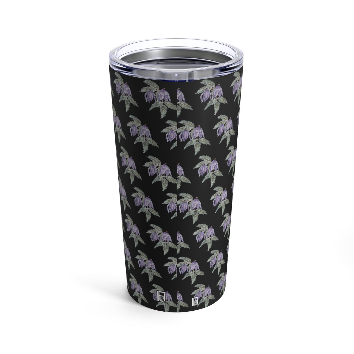 Tumbler 20oz - No. 270 Purple Drop Flowers - By Irish Artist Fiona de Lacy