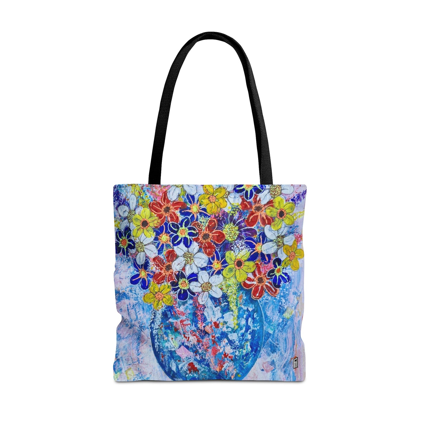 Tote Bag - No. 242 - Blue round vase of Flowers