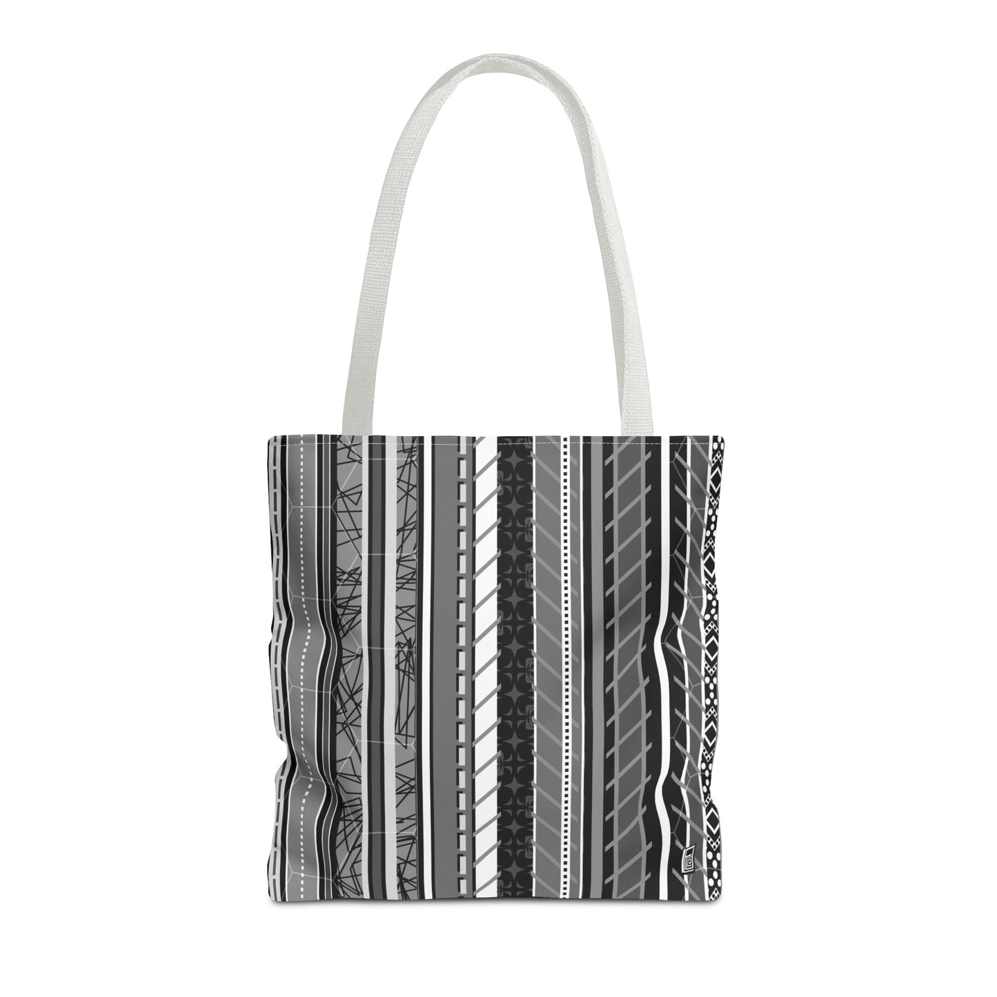 Tote Bag - No. 298 A - Black, White, Grey Stripes