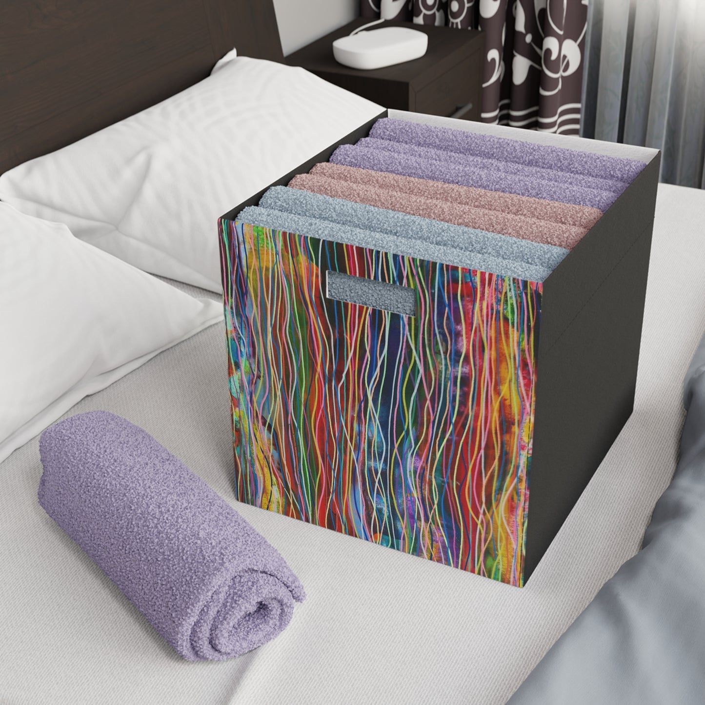 Felt Storage Box - No. 236 'Ocean' - By Irish Artist Fiona de Lacy - Multicoloured, Red, Yellow, Pink, Green, Orange, Purple