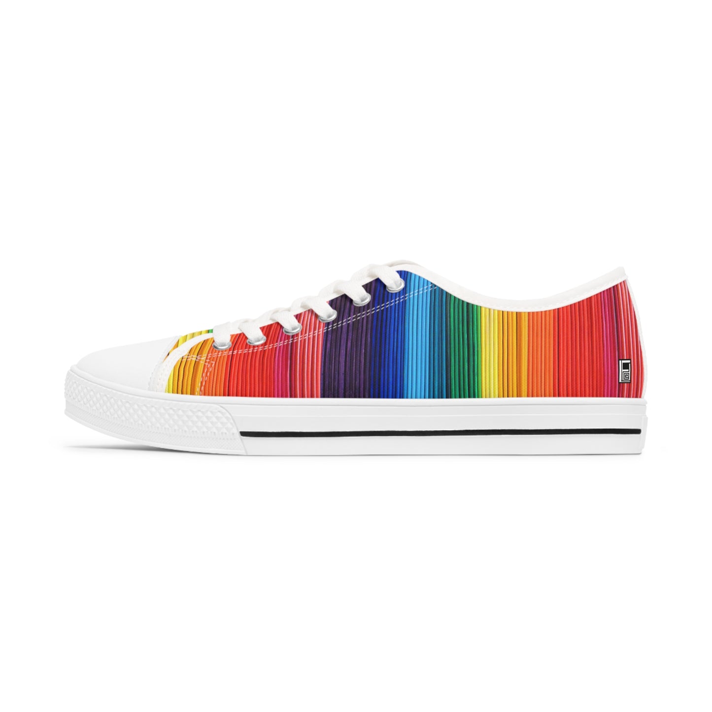 Women's Low Top Sneakers, Black Sole - No. 305 - Rainbow, Pride - By Irish Artist Fiona de Lacy