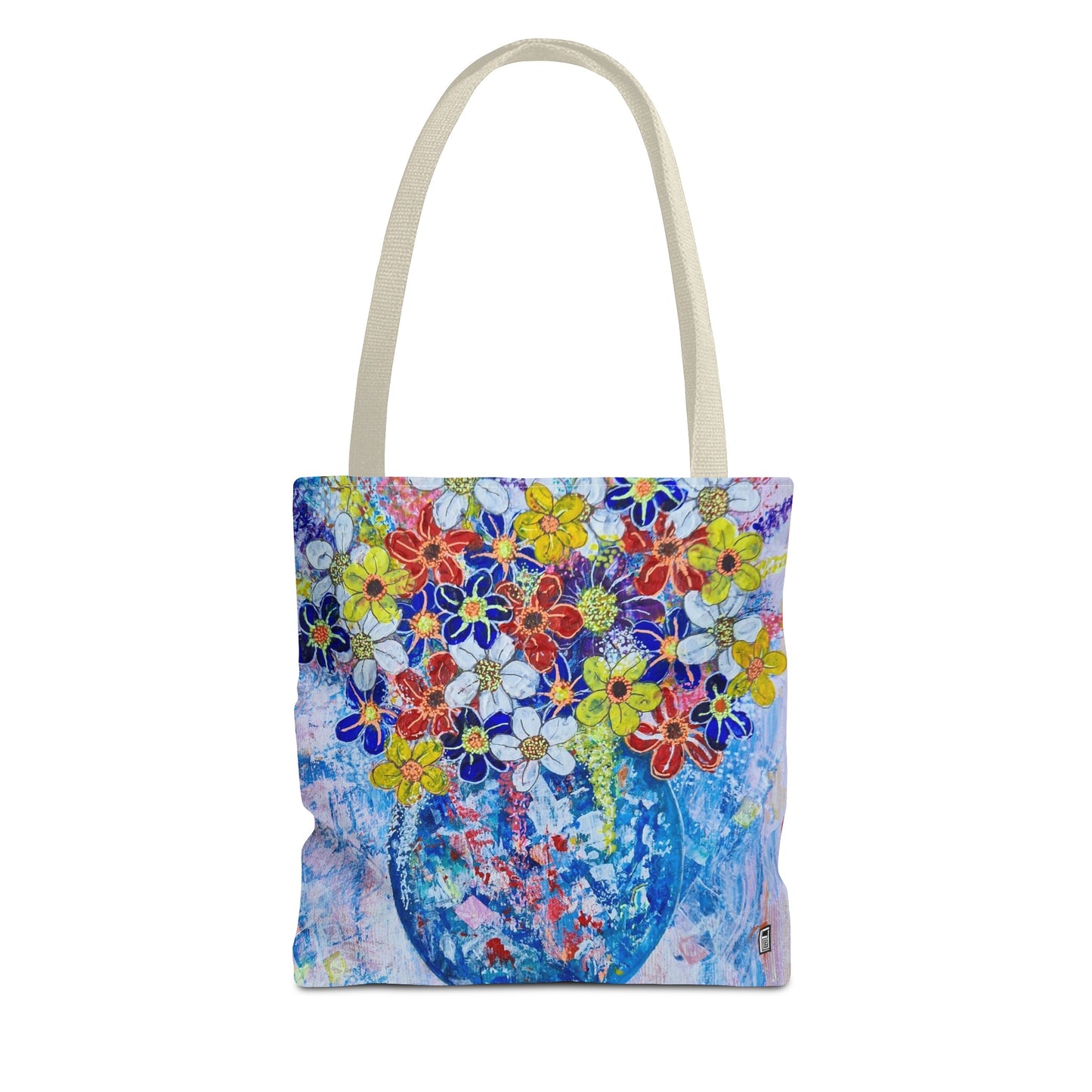 Tote Bag - No. 242 - Blue round vase of Flowers