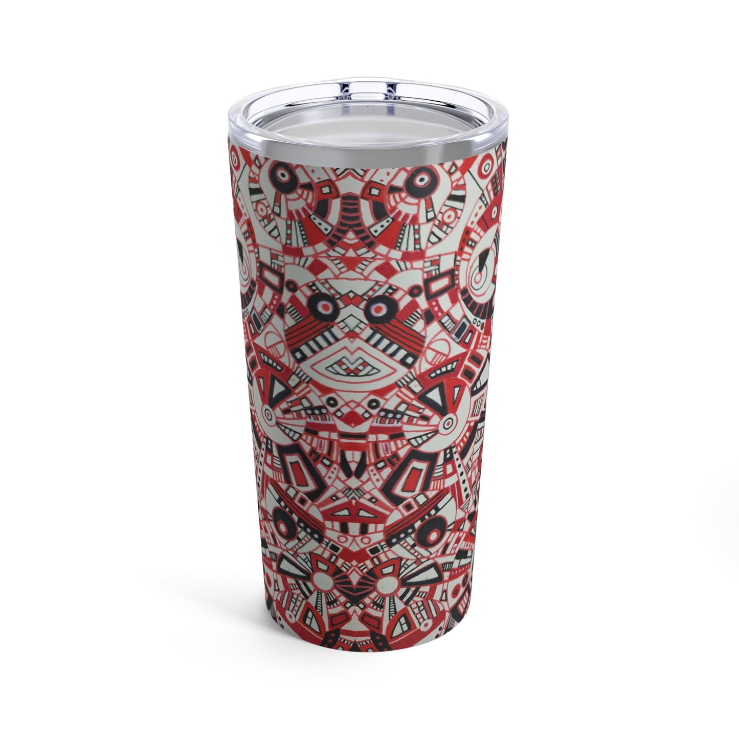 Tumbler 20oz - No. 276 Red, Black White Geometric - By Irish Artist Fiona de Lacy