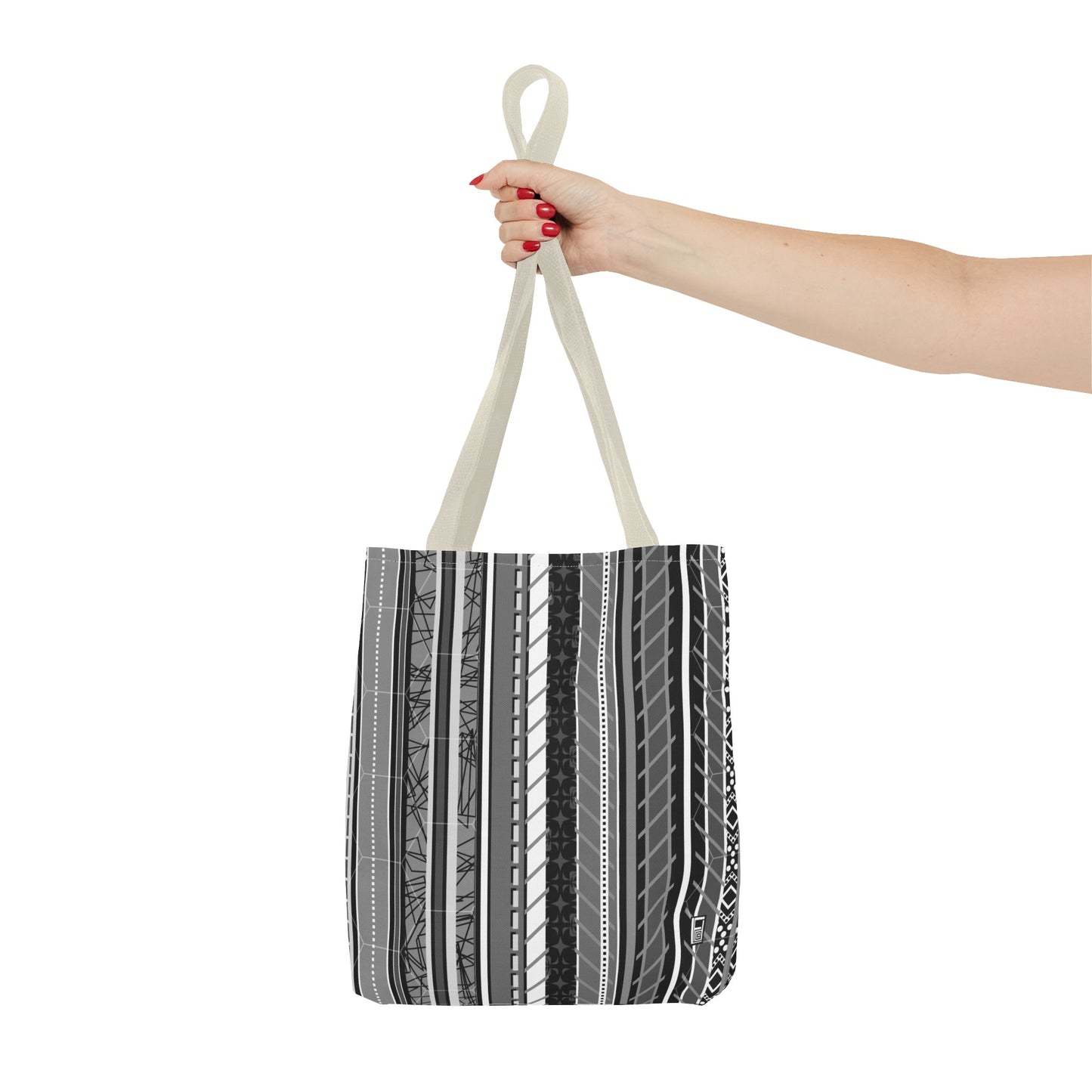 Tote Bag - No. 298 A - Black, White, Grey Stripes